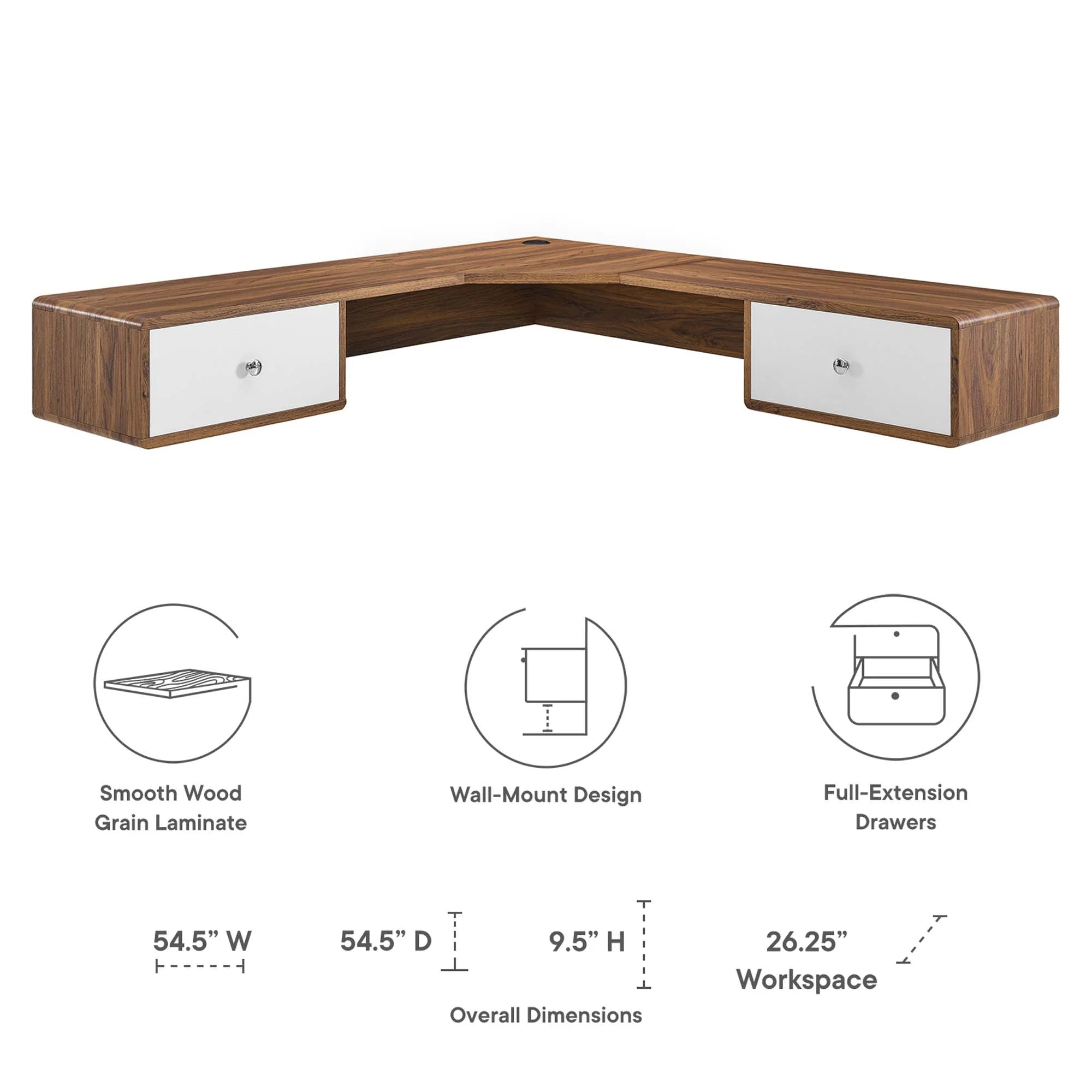 Transmit Wall Mount Corner Wood Office Desk