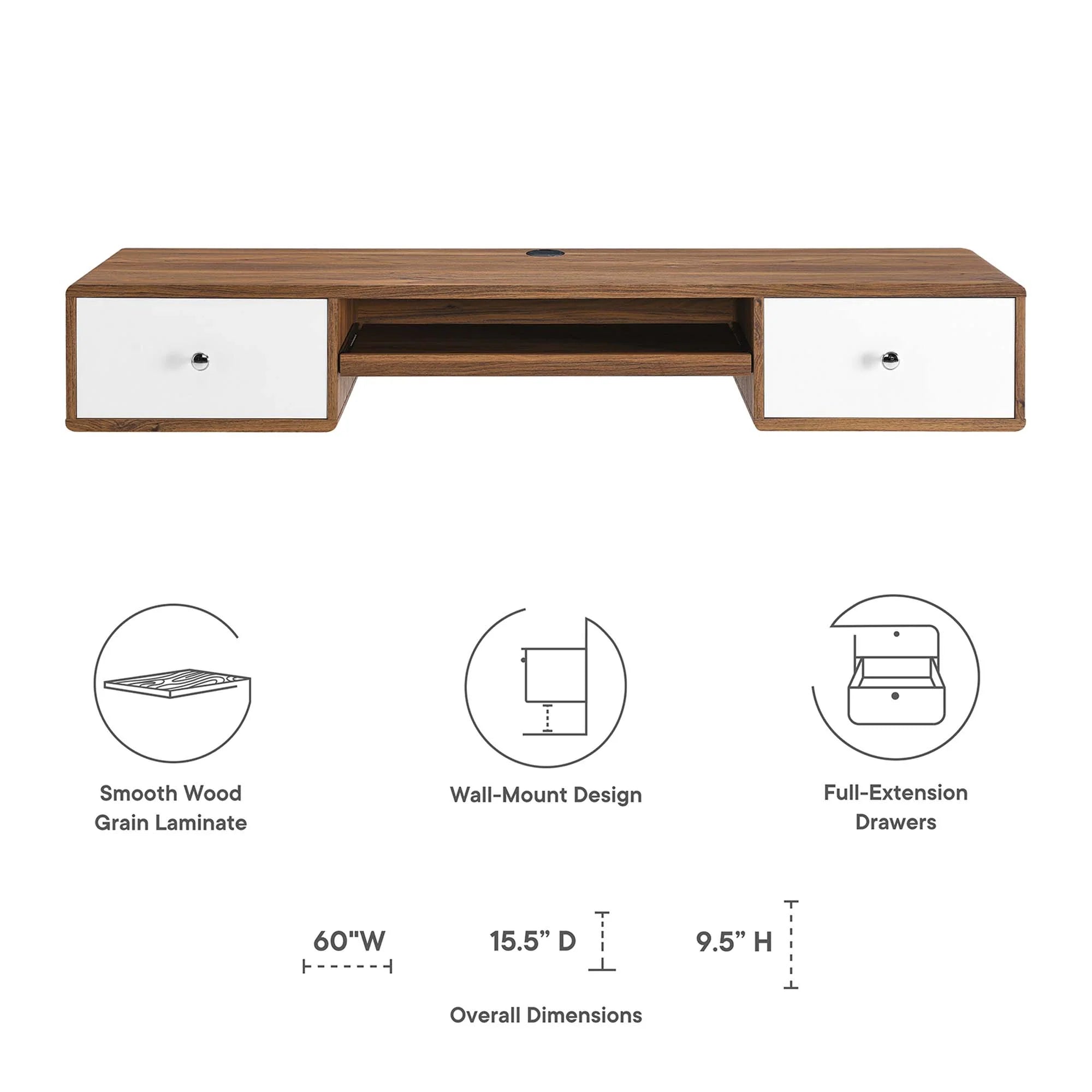 Bureau mural en bois Transmit