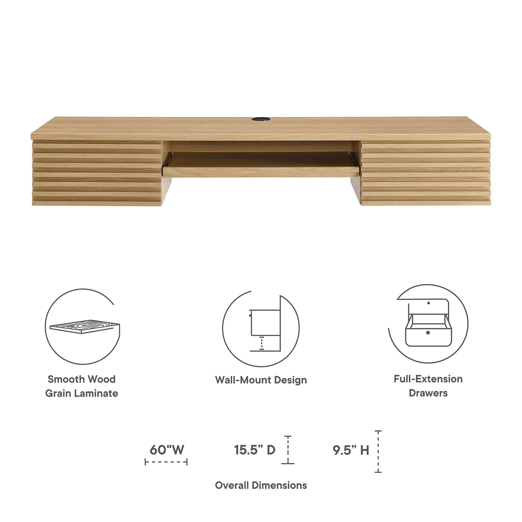 Render Wall Mount Wood Office Desk