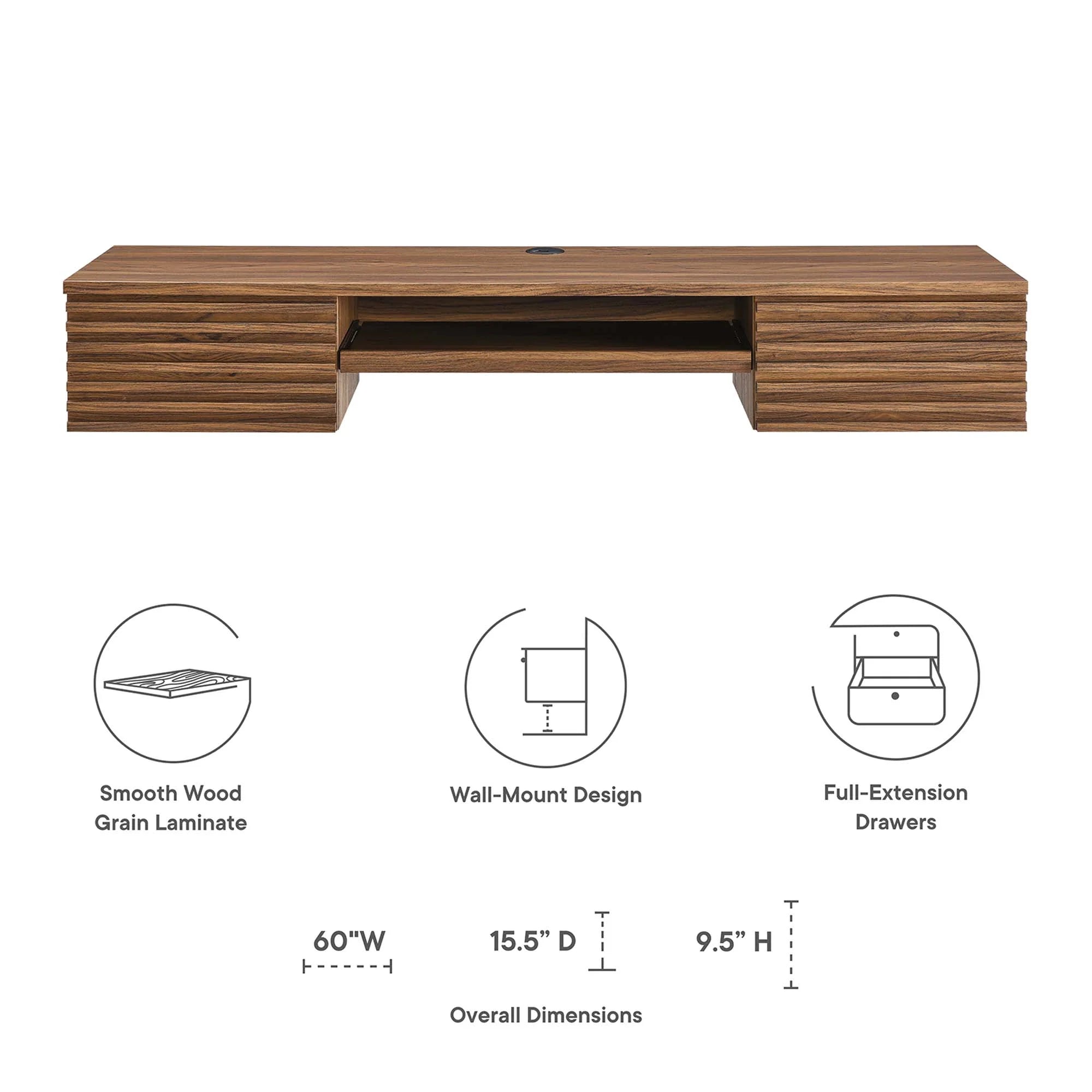 Render Wall Mount Wood Office Desk