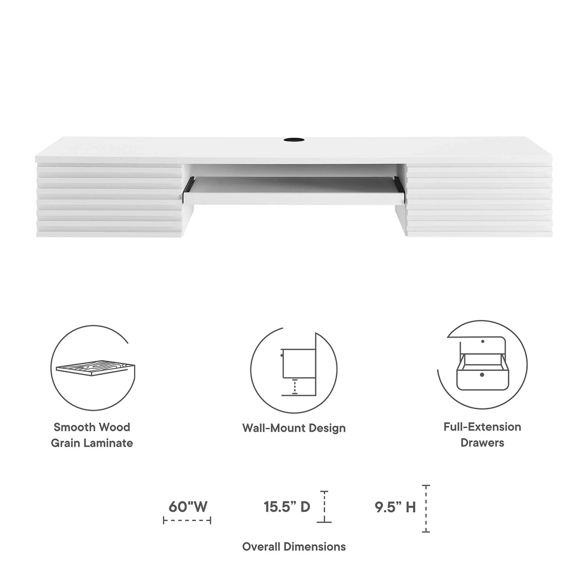 Render Wall Mount Wood Office Desk