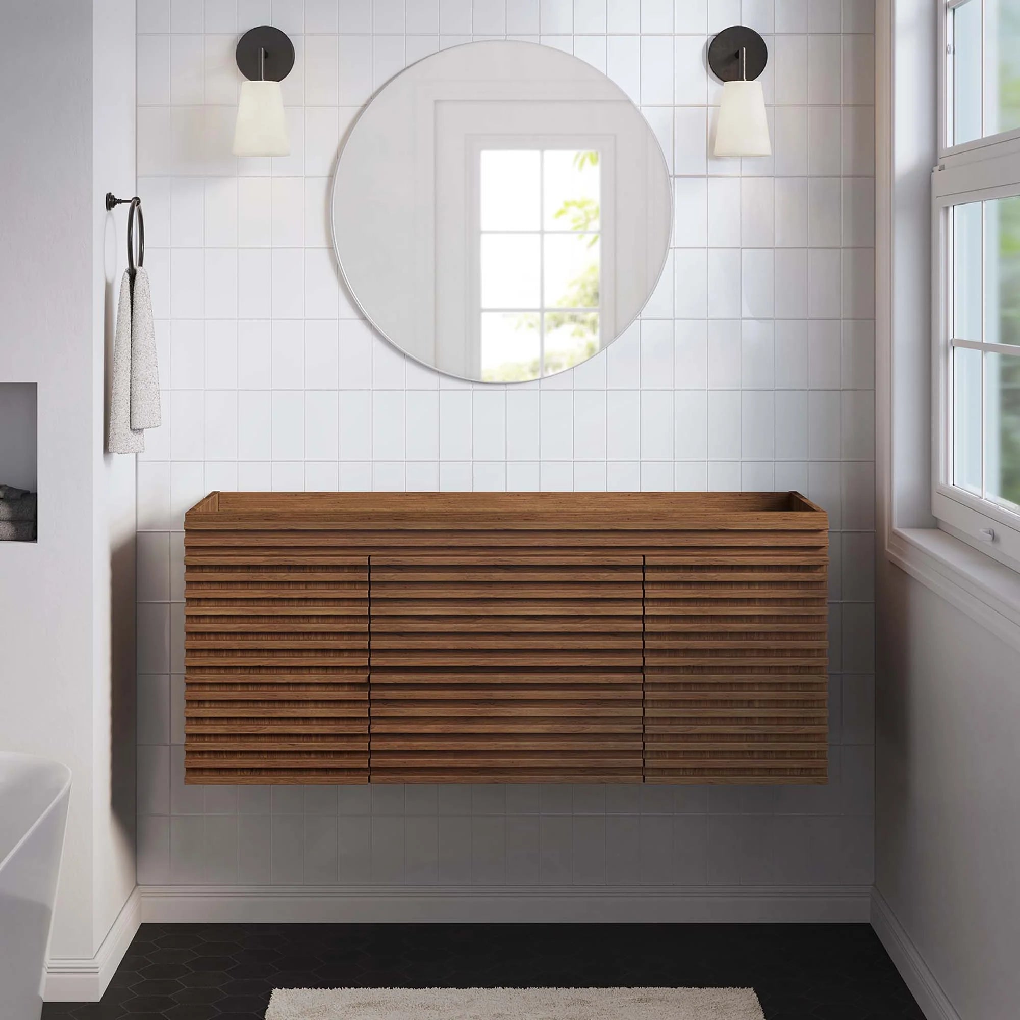 Meuble-lavabo mural pour salle de bain avec lavabo non inclus