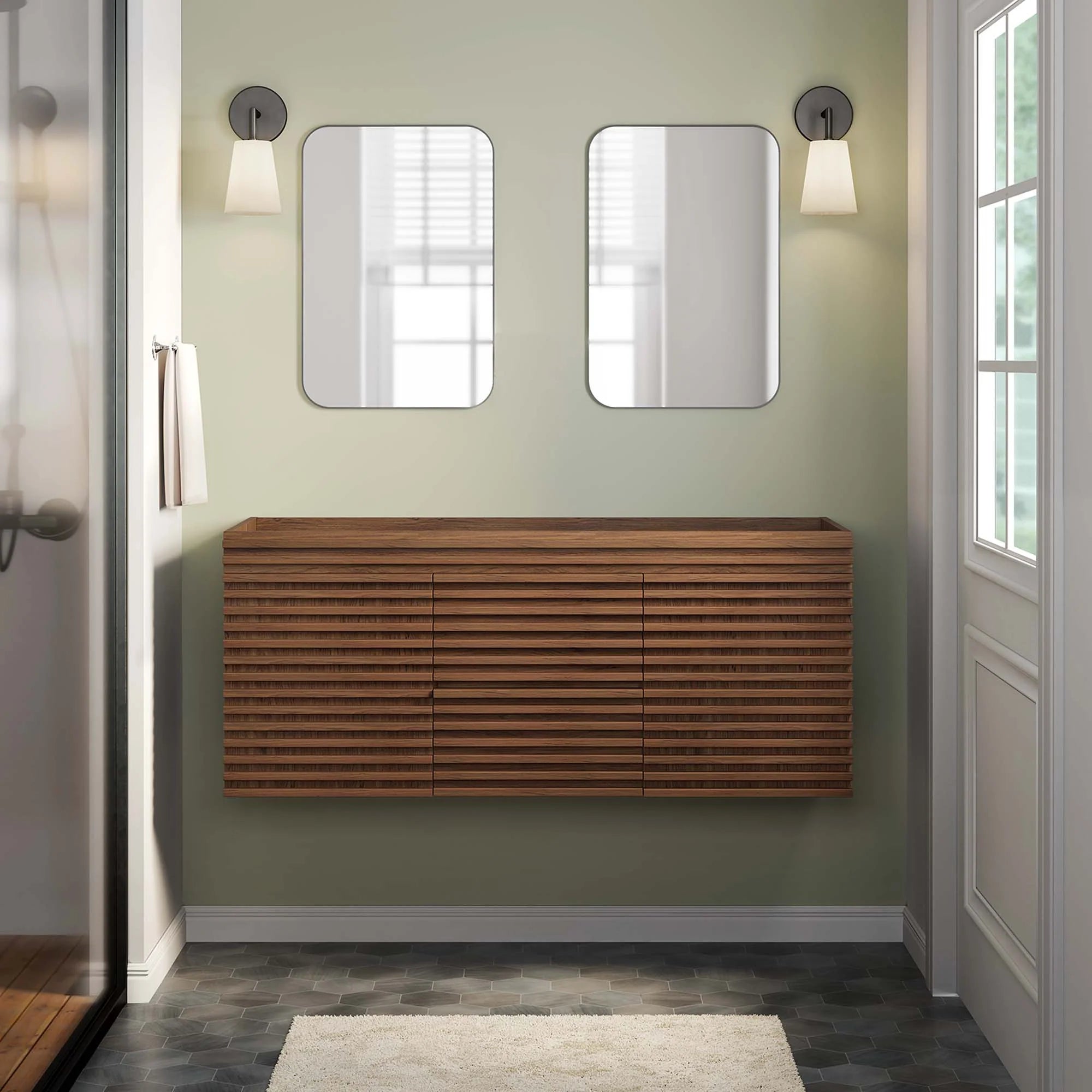 Meuble-lavabo mural pour salle de bain avec lavabo non inclus