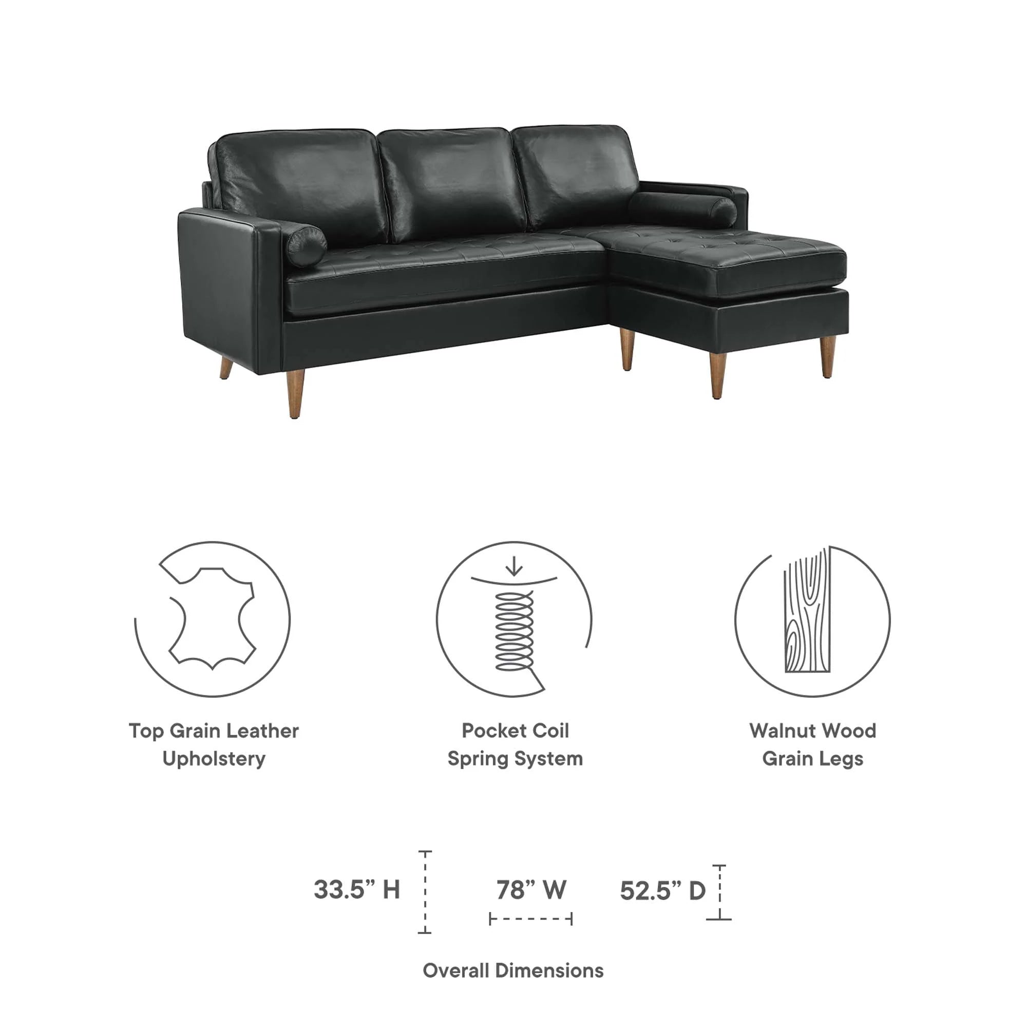 Valour Leather Apartment Sectional Sofa