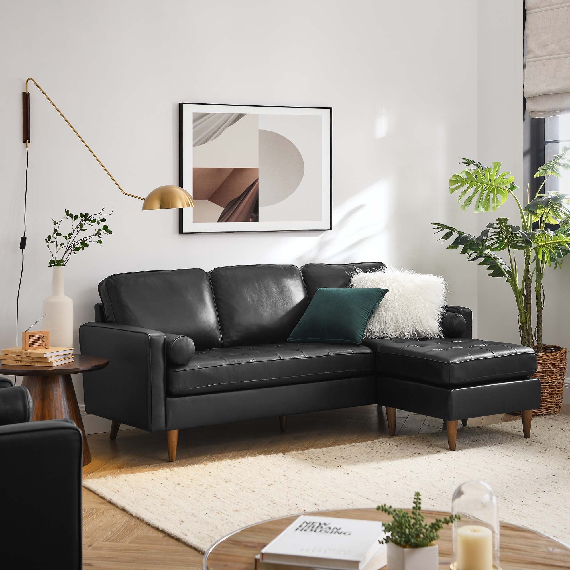 Valour Leather Apartment Sectional Sofa