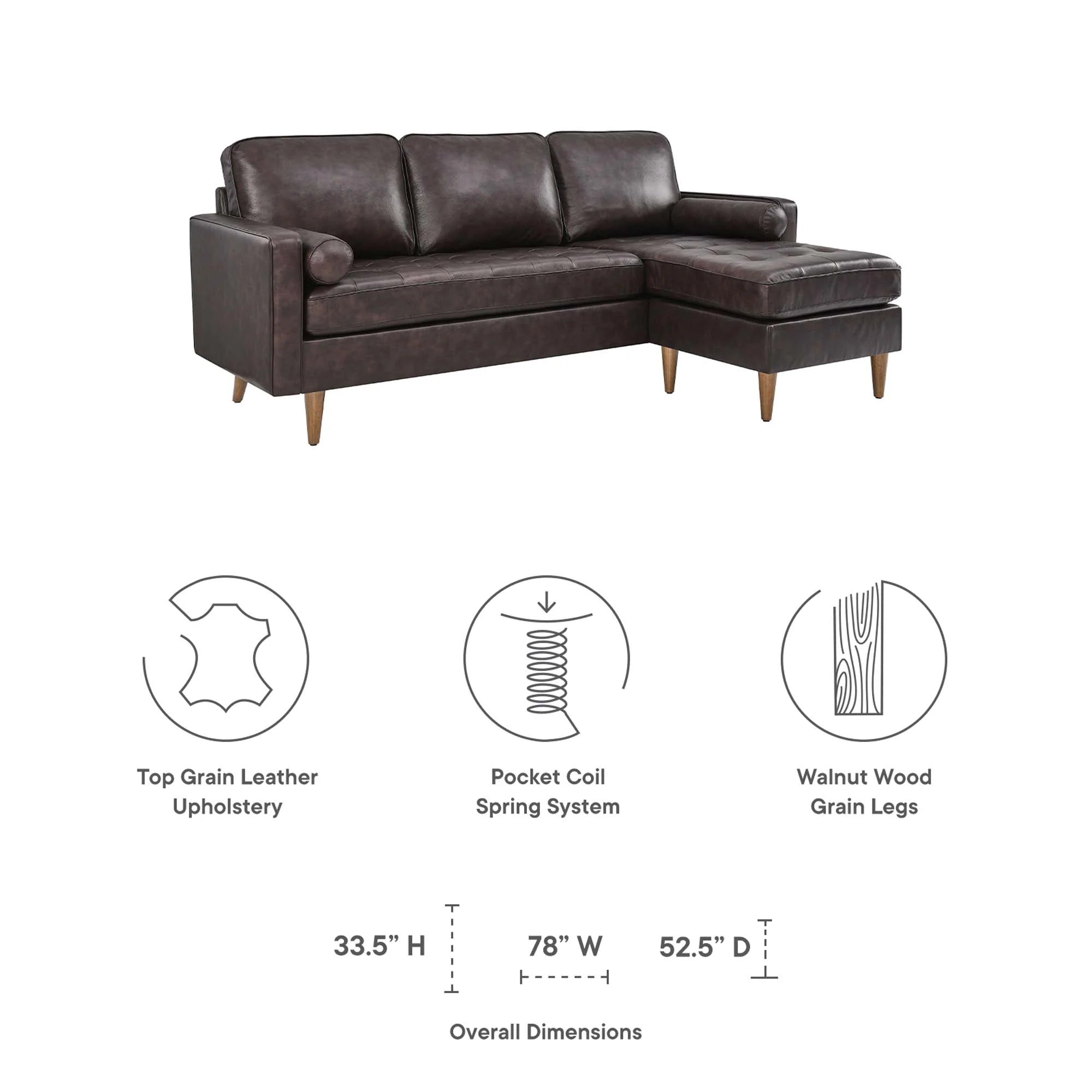 Valour Leather Apartment Sectional Sofa