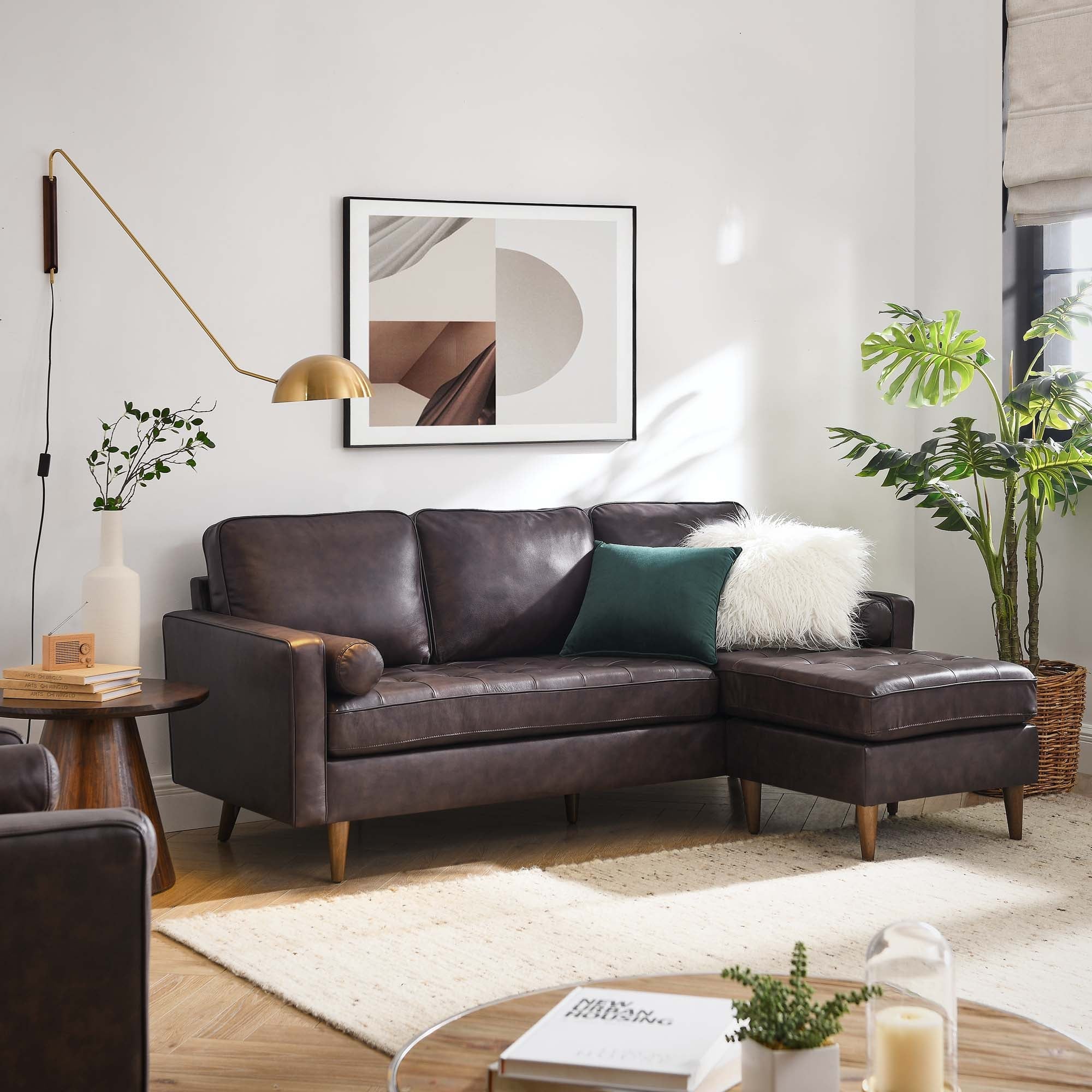 Valour Leather Apartment Sectional Sofa