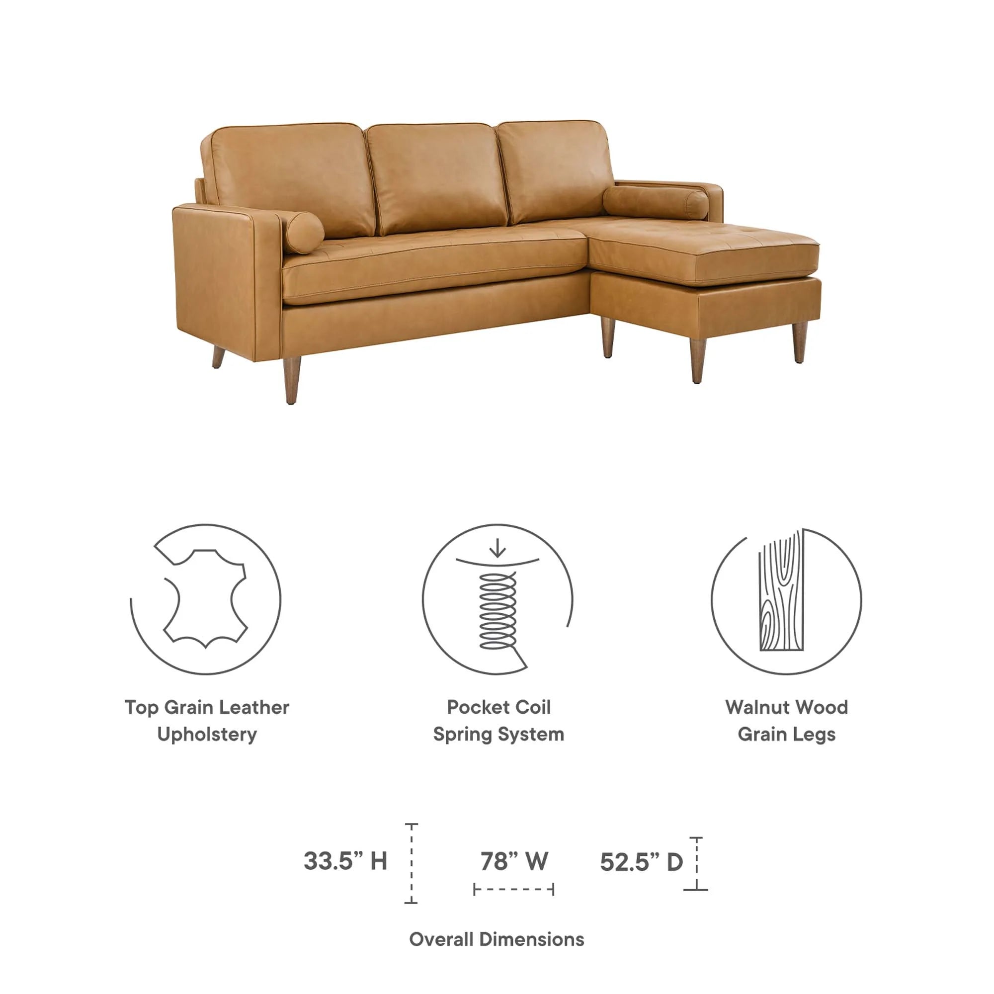 Valour Leather Apartment Sectional Sofa