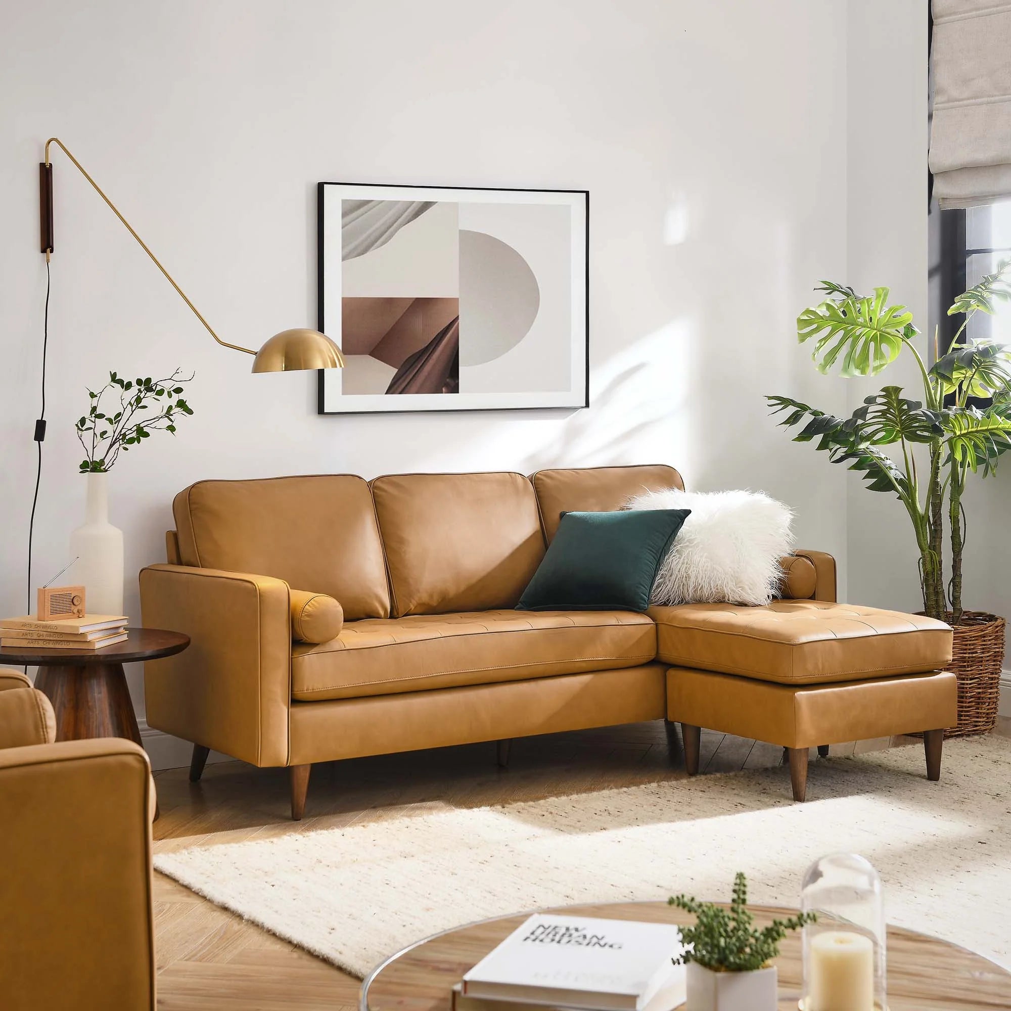 Valour Leather Apartment Sectional Sofa