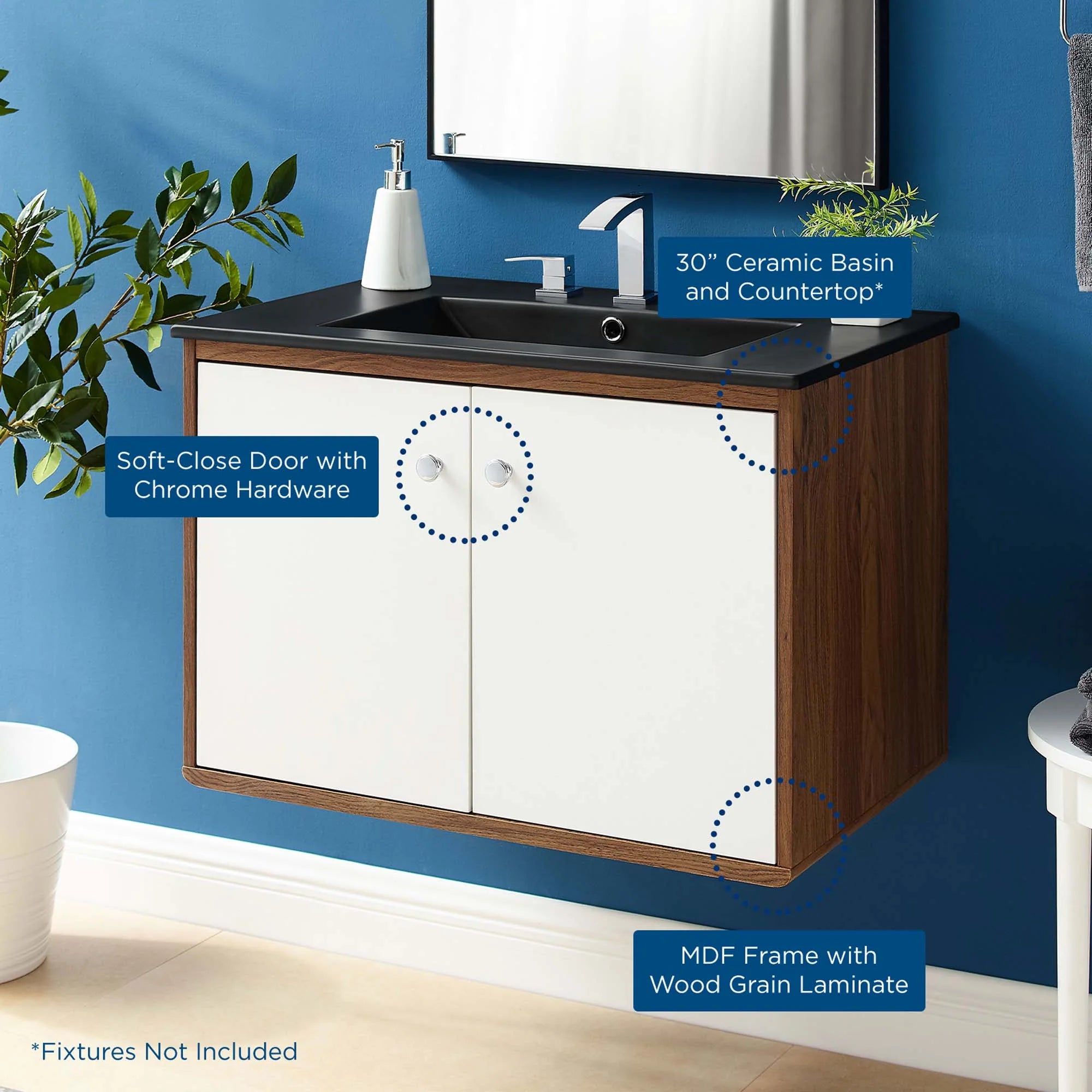 Transmit Wall-Mount Bathroom Vanity Basin Included