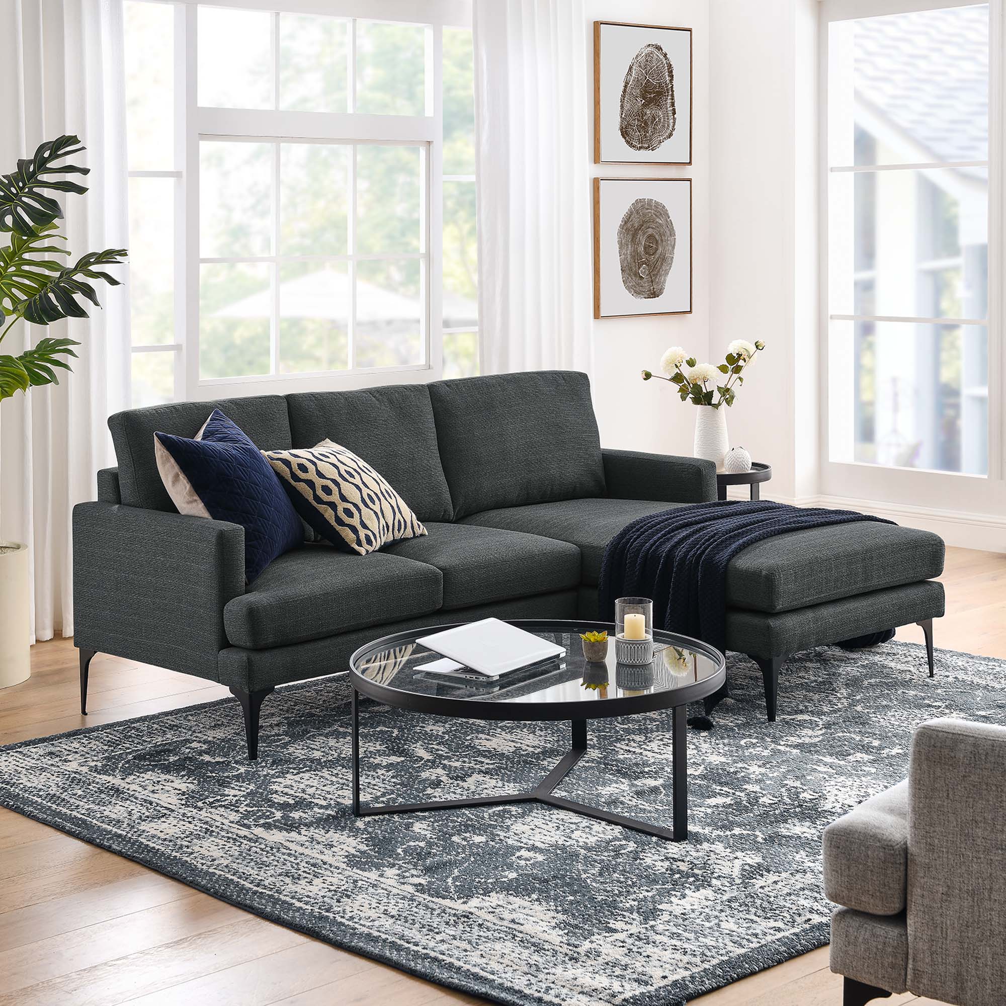 Evermore Right-Facing Upholstered Fabric Sectional Sofa