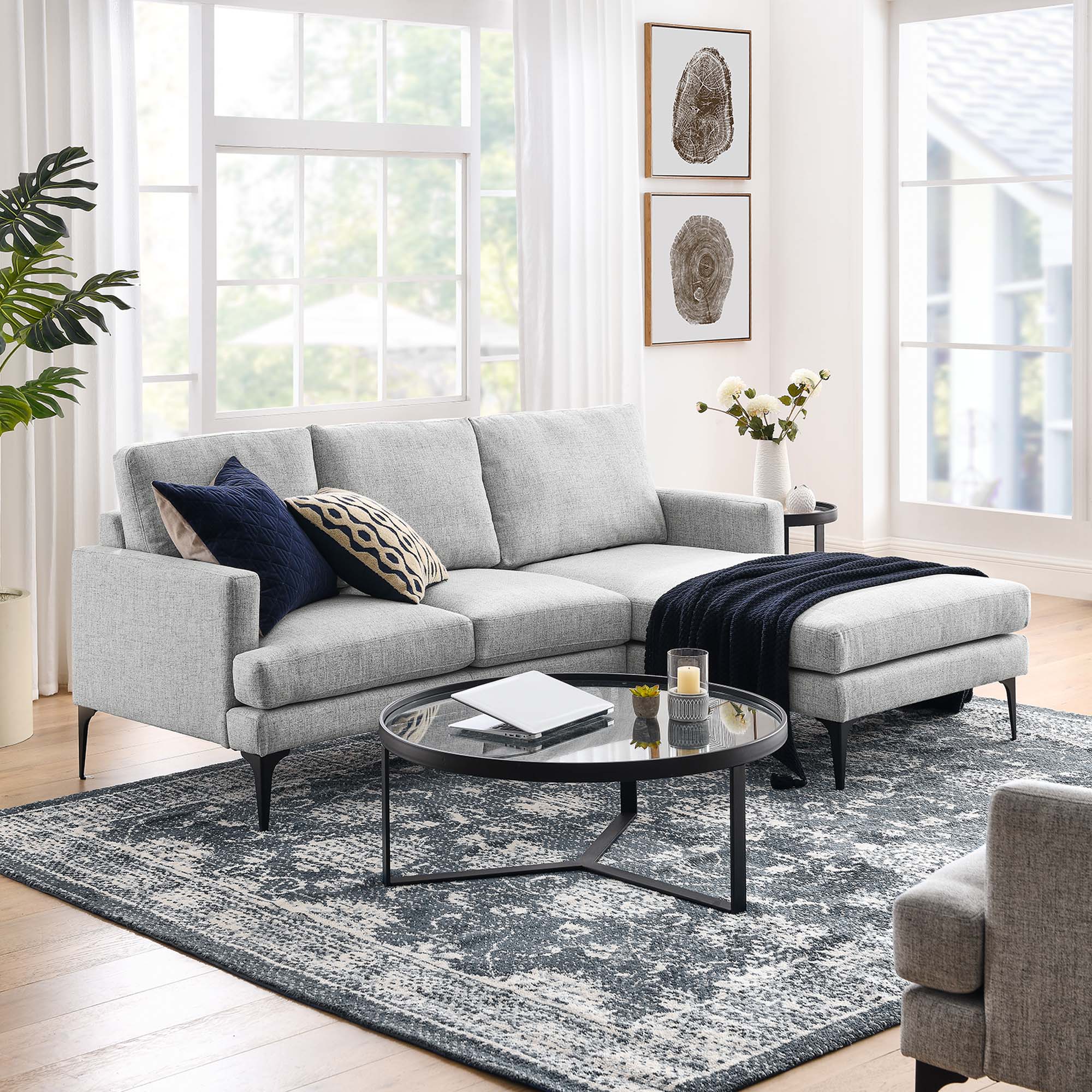 Evermore Right-Facing Upholstered Fabric Sectional Sofa