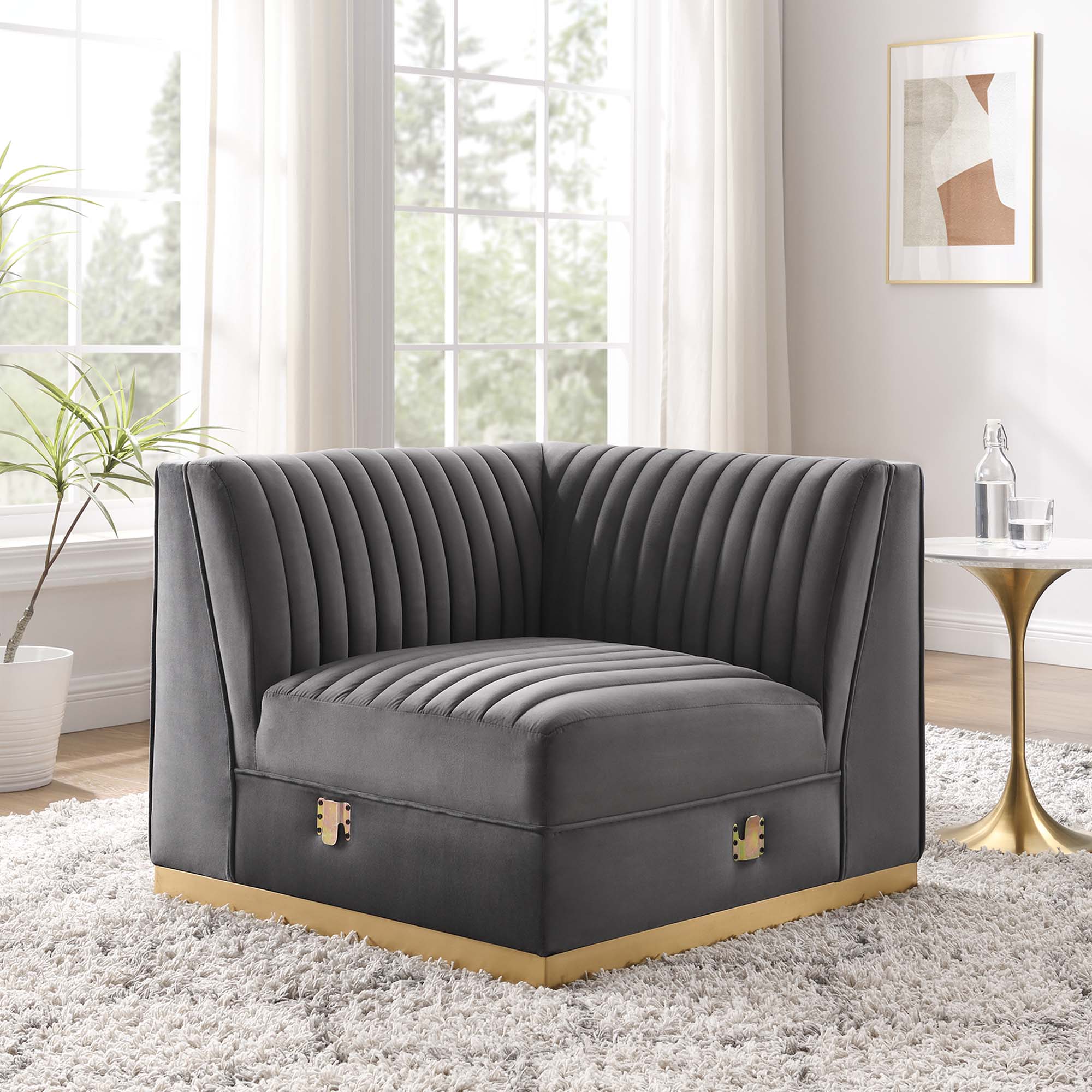 Chaise sans accoudoirs rembourrée en duvet Commix