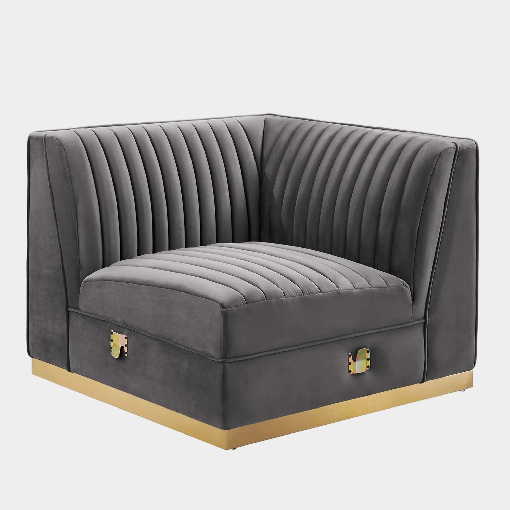 Sanguine Channel Tufted Performance Velvet Modular Sectional Sofa Right Corner Chair