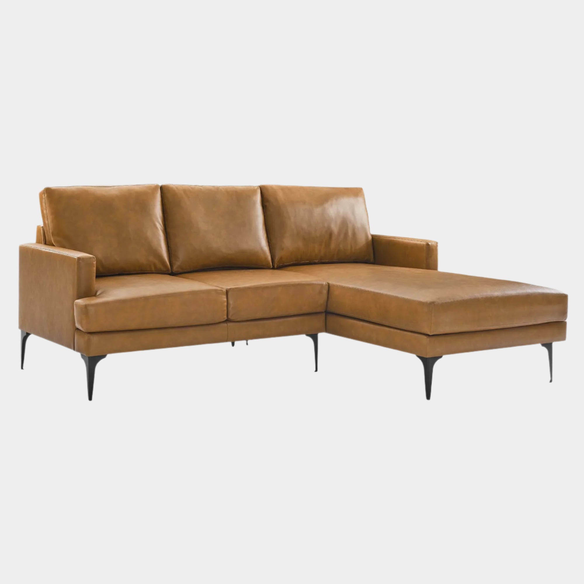 Evermore Right-Facing Vegan Leather Sectional Sofa