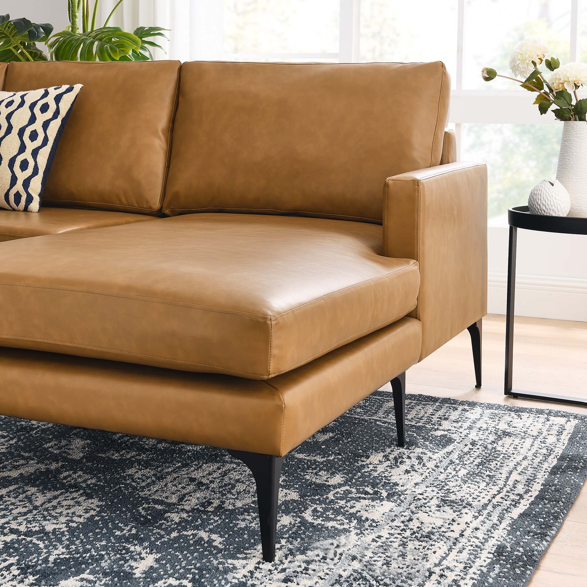 Evermore Right-Facing Vegan Leather Sectional Sofa