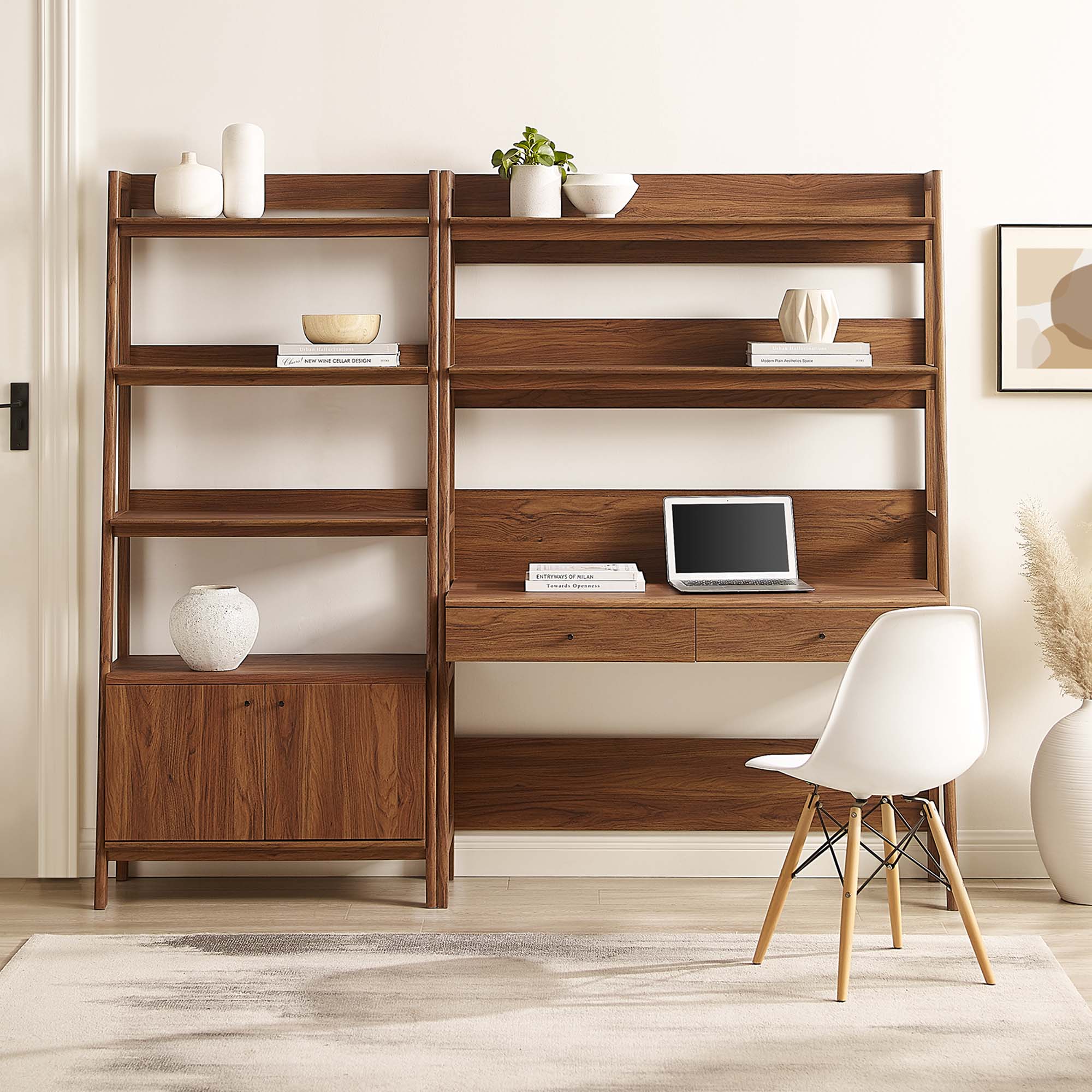 Bixby 2-Piece Wood Office Desk and Bookshelf