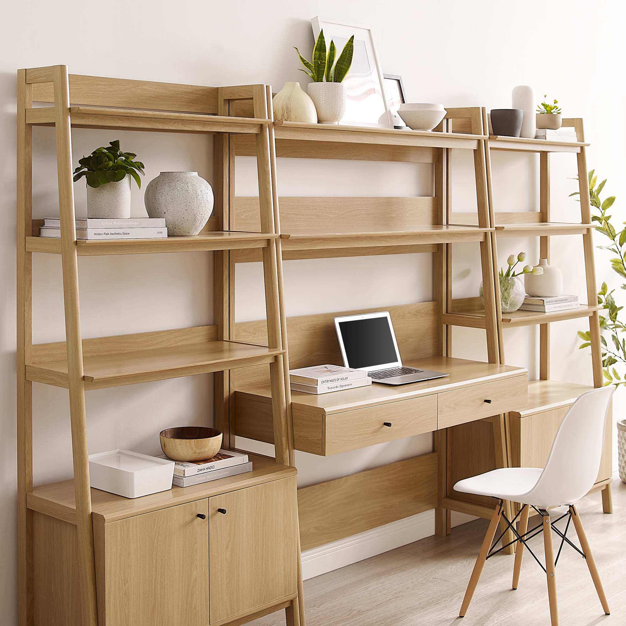 Bixby 3-Piece Wood Office Desk and Bookshelf