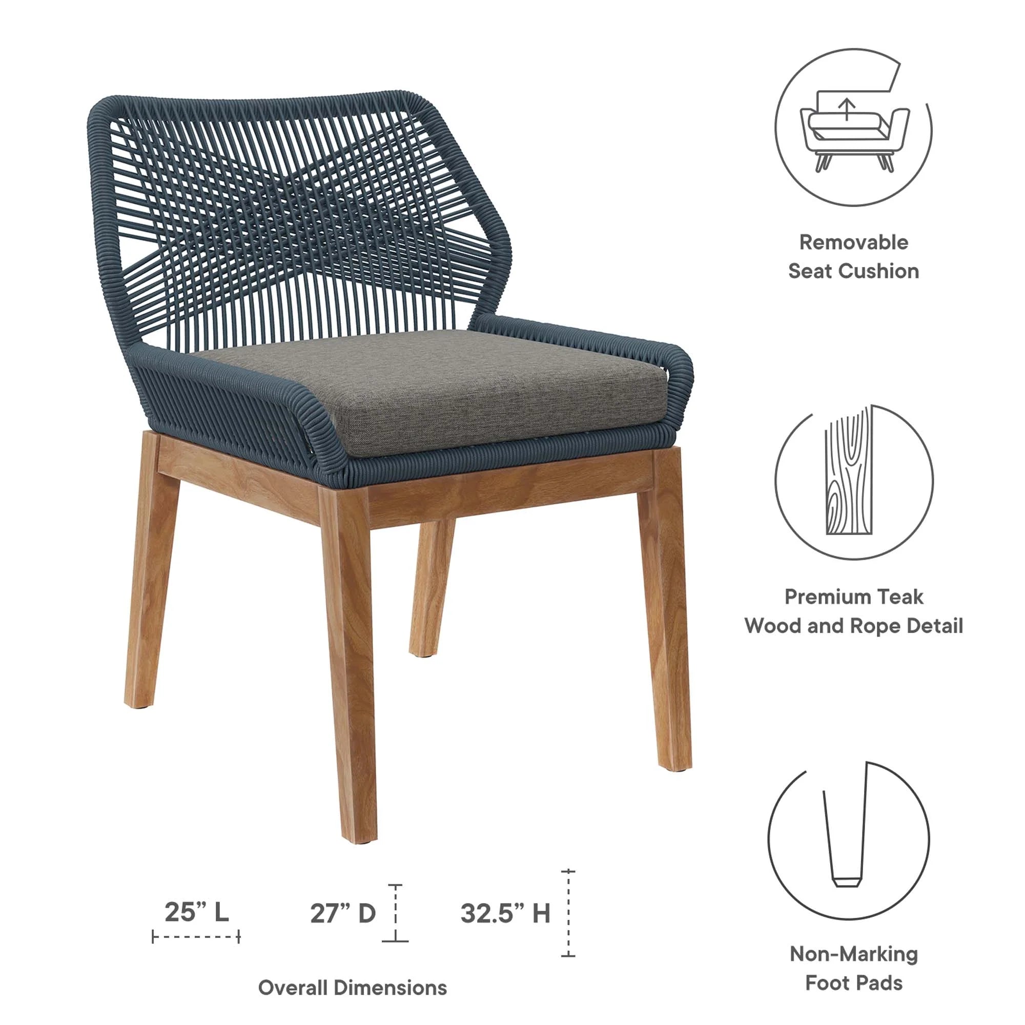 Ensemble de salle à manger d'extérieur en bois de teck Wellspring 5 pièces