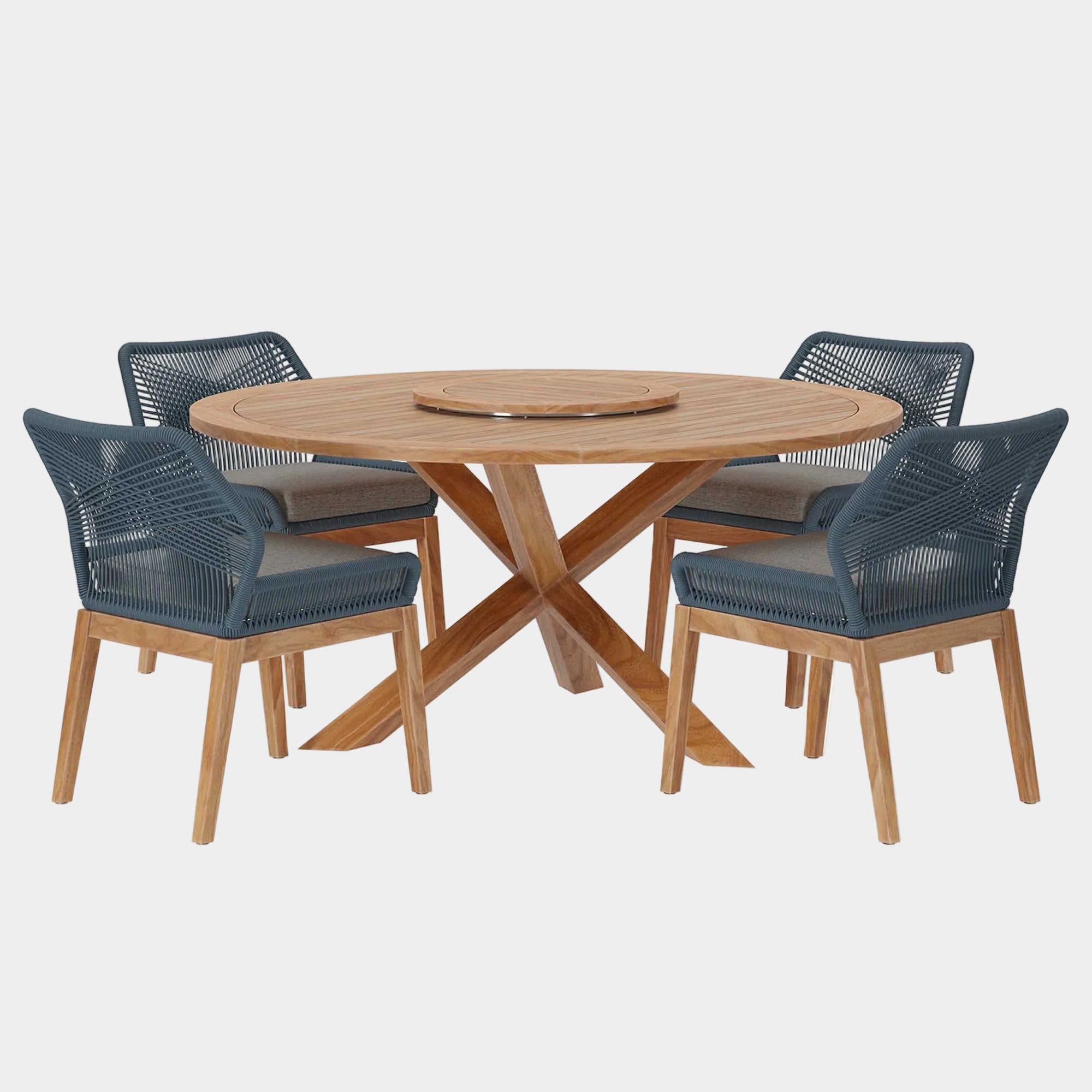 Ensemble de salle à manger d'extérieur en bois de teck Wellspring 5 pièces
