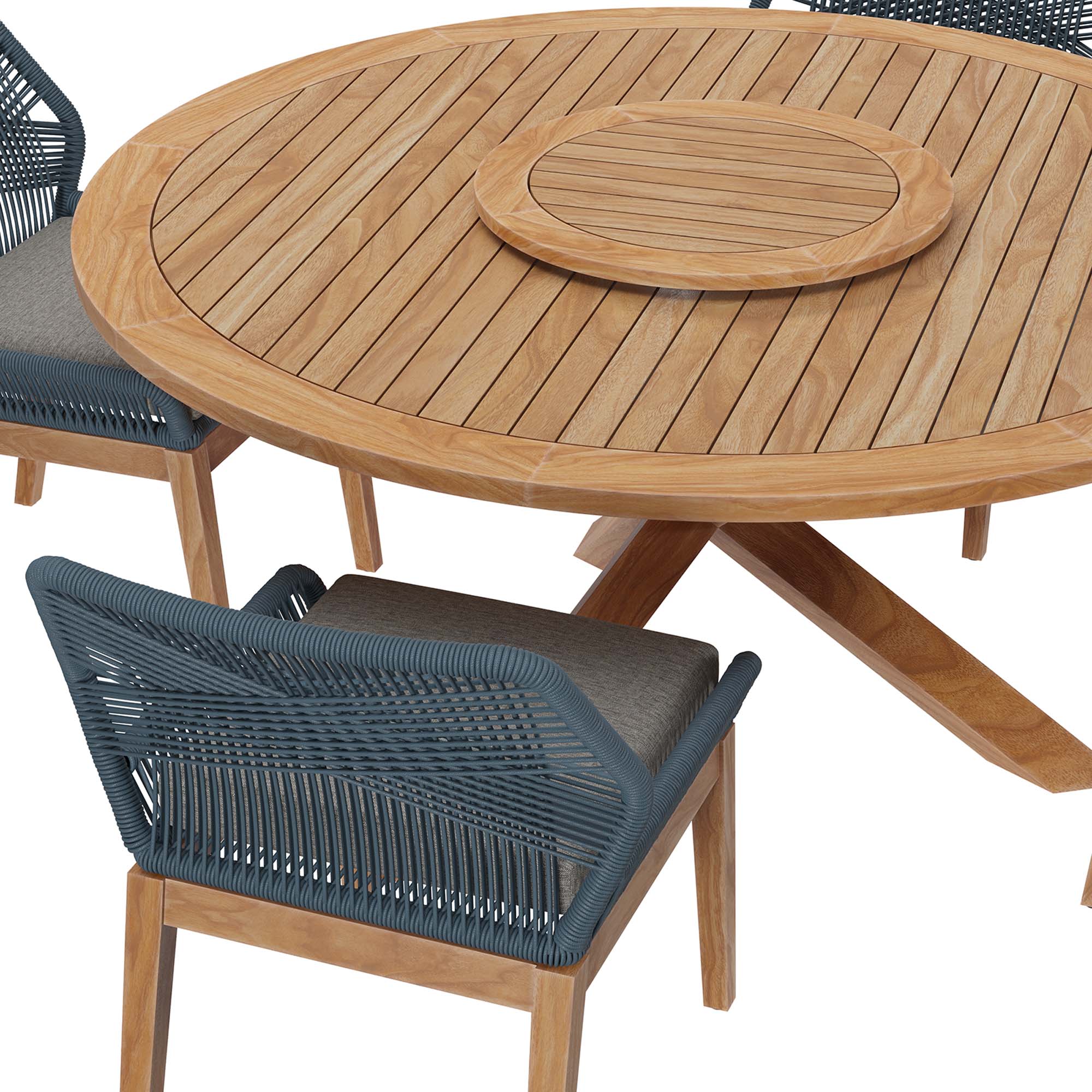 Ensemble de salle à manger d'extérieur en bois de teck Wellspring 5 pièces