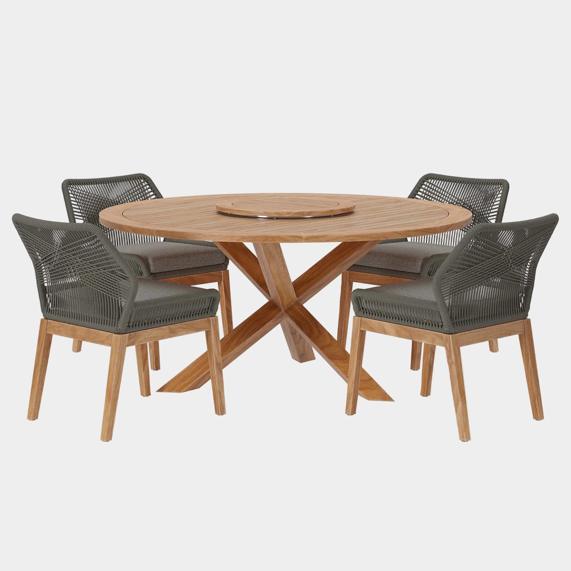 Ensemble de salle à manger d'extérieur en bois de teck Wellspring 5 pièces