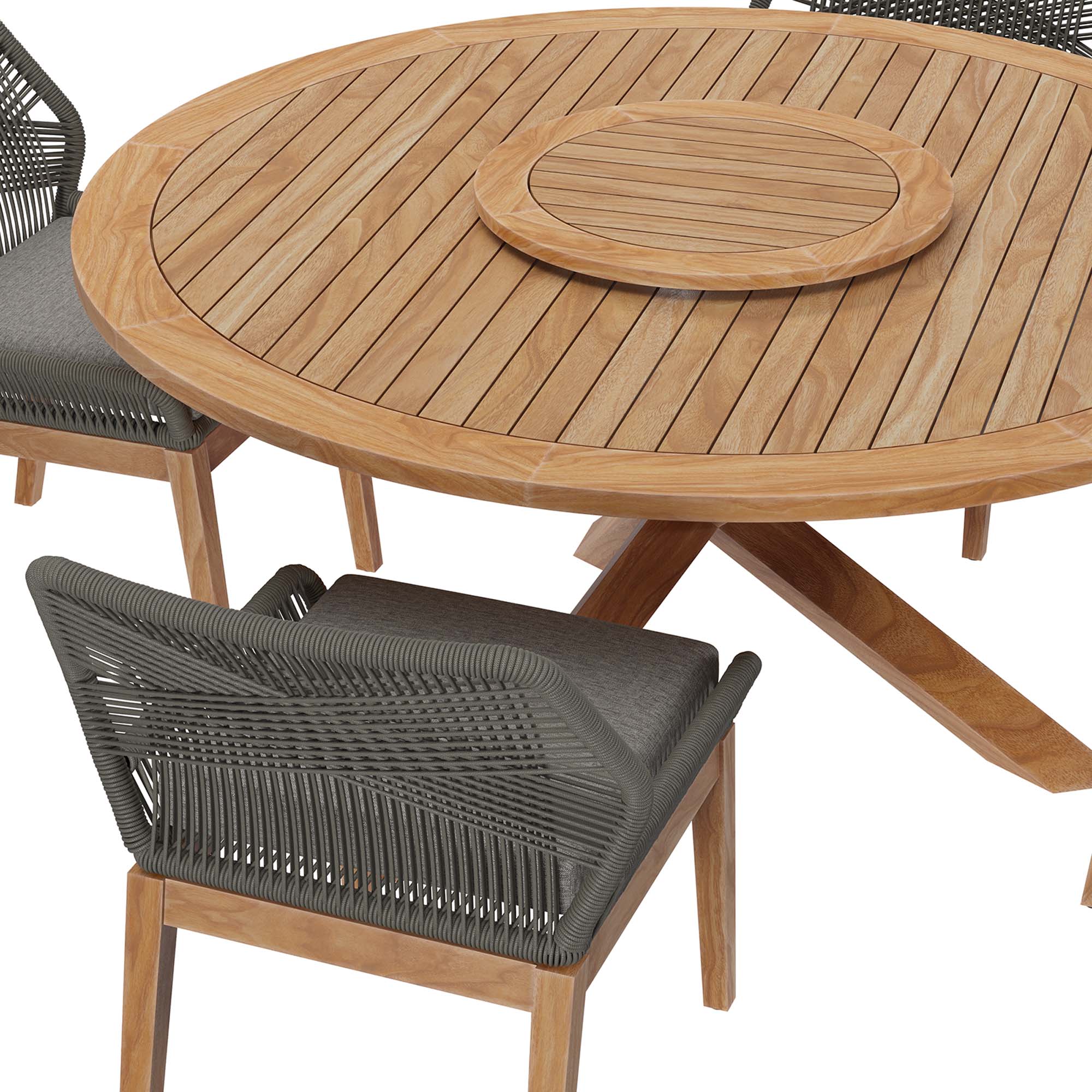 Ensemble de salle à manger d'extérieur en bois de teck Wellspring 5 pièces