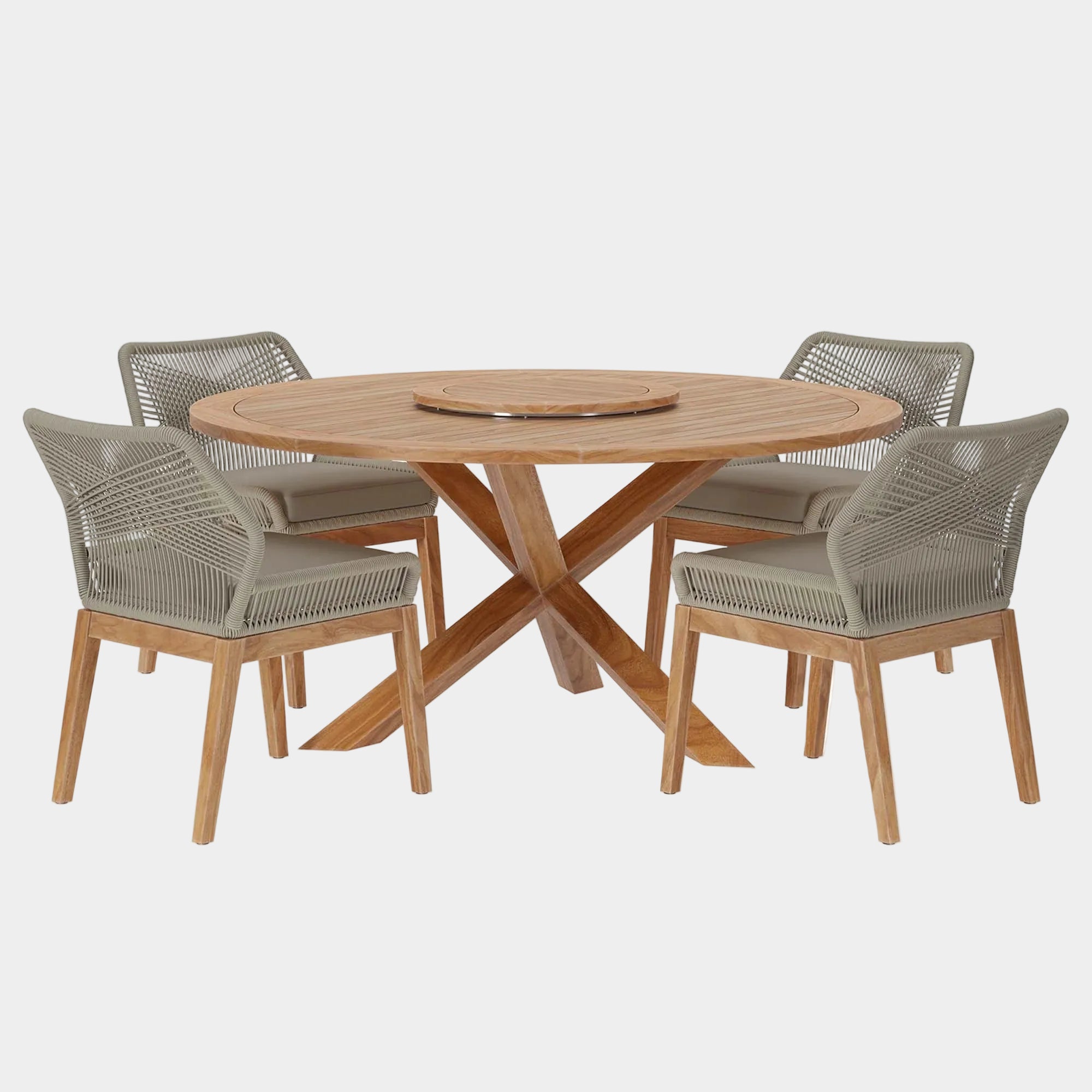Ensemble de salle à manger d'extérieur en bois de teck Wellspring 5 pièces