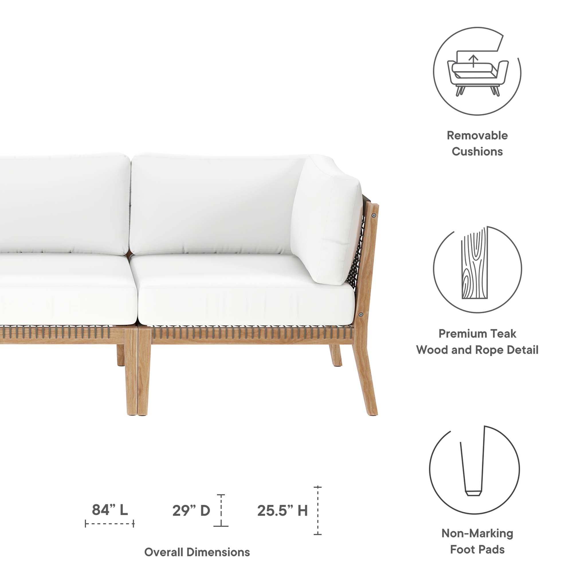 Clearwater Outdoor Patio Teak Wood Sofa