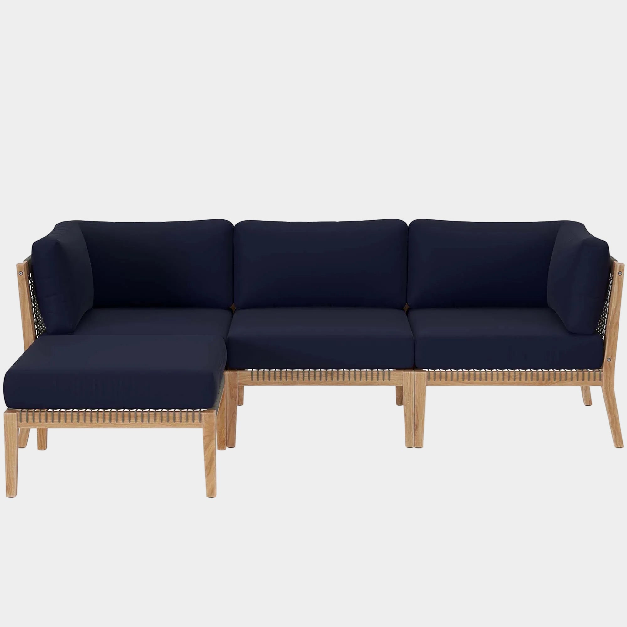 Clearwater 4-Piece Outdoor Patio Teak Wood Sectional Sofa