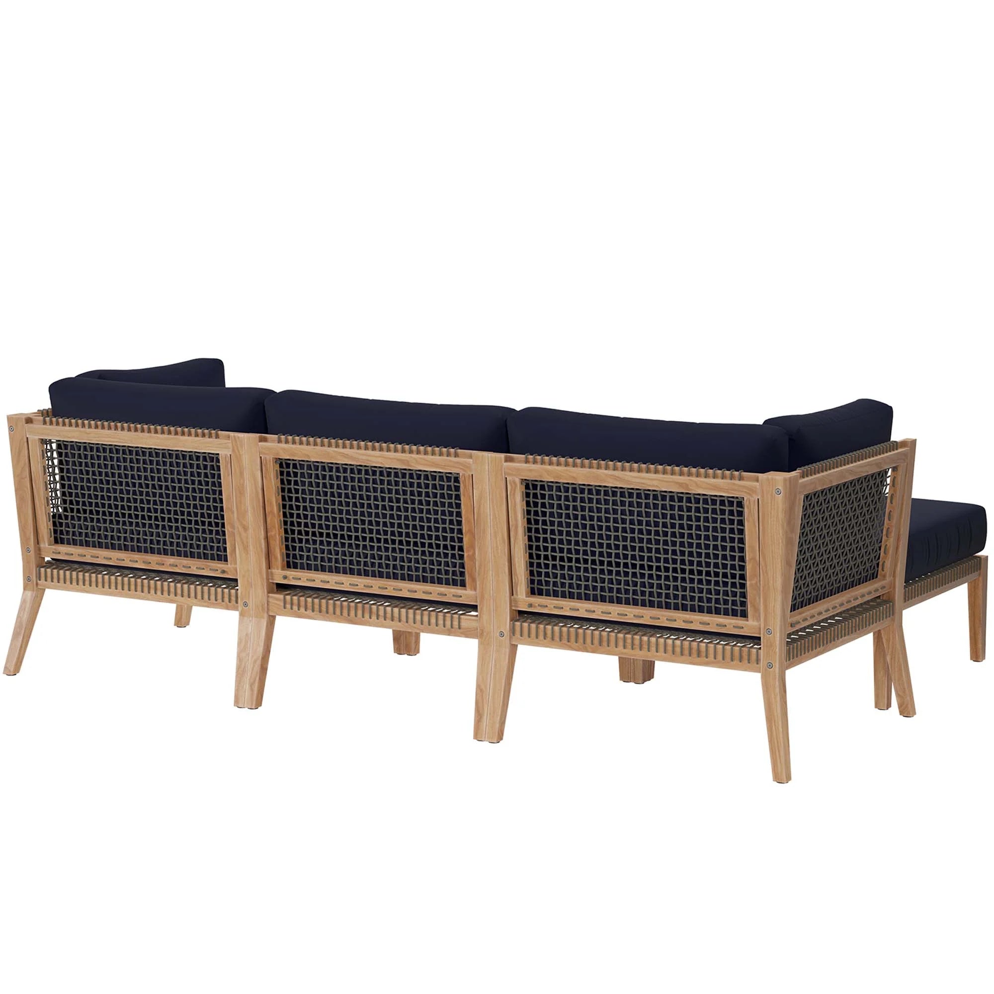 Clearwater 4-Piece Outdoor Patio Teak Wood Sectional Sofa