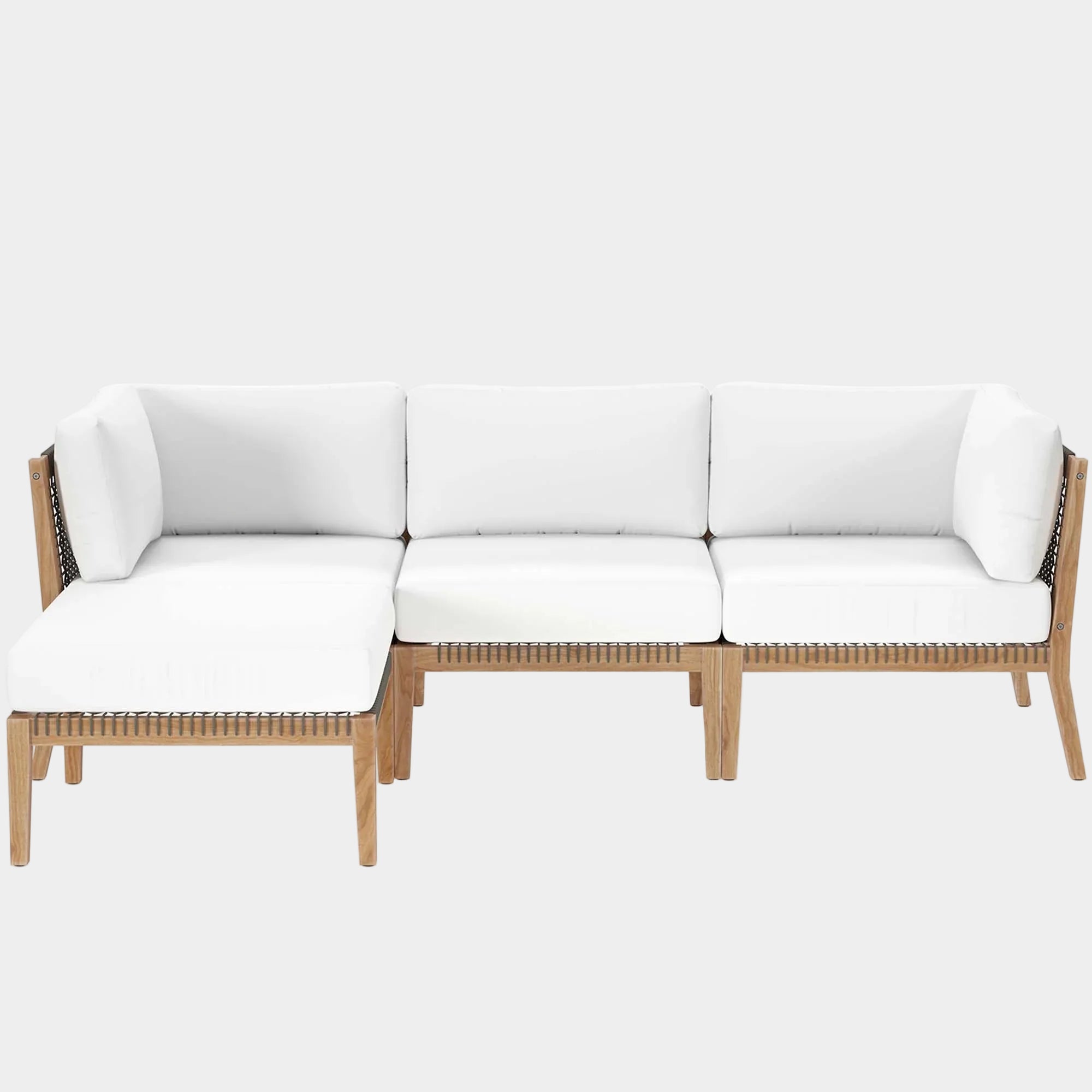 Clearwater 4-Piece Outdoor Patio Teak Wood Sectional Sofa
