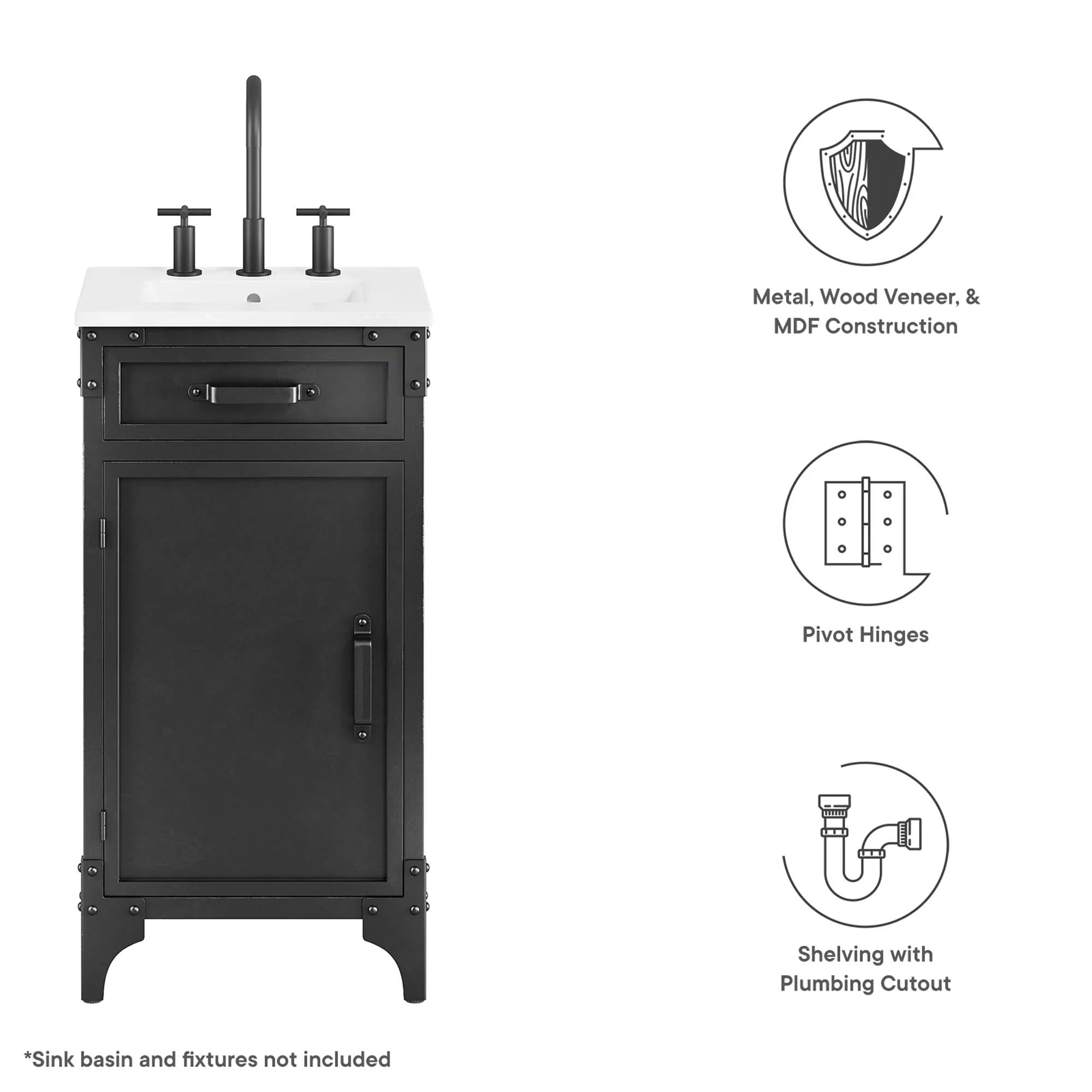 Steamforge Bathroom Vanity Cabinet Basin Not Included