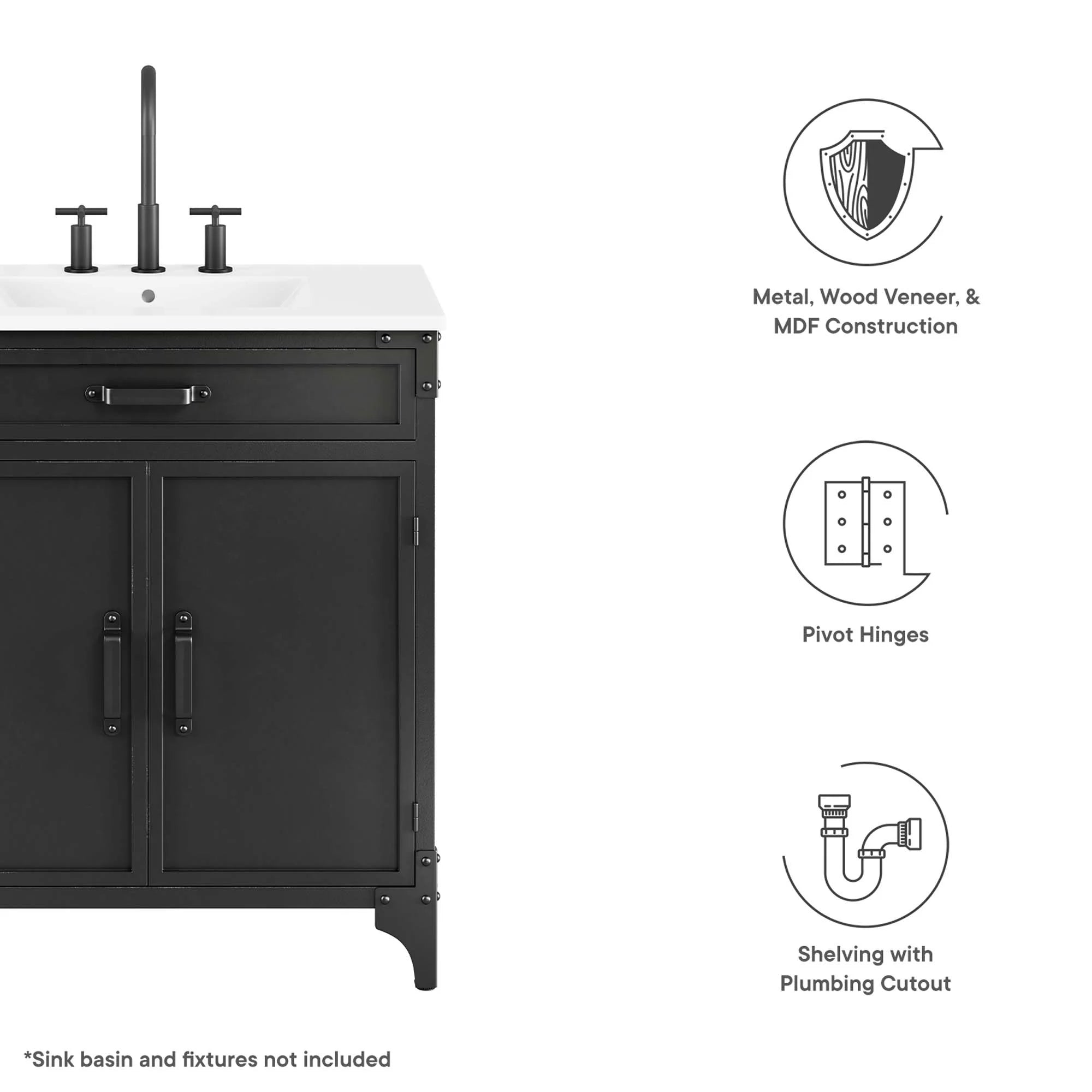 Steamforge Bathroom Vanity Cabinet Basin Not Included