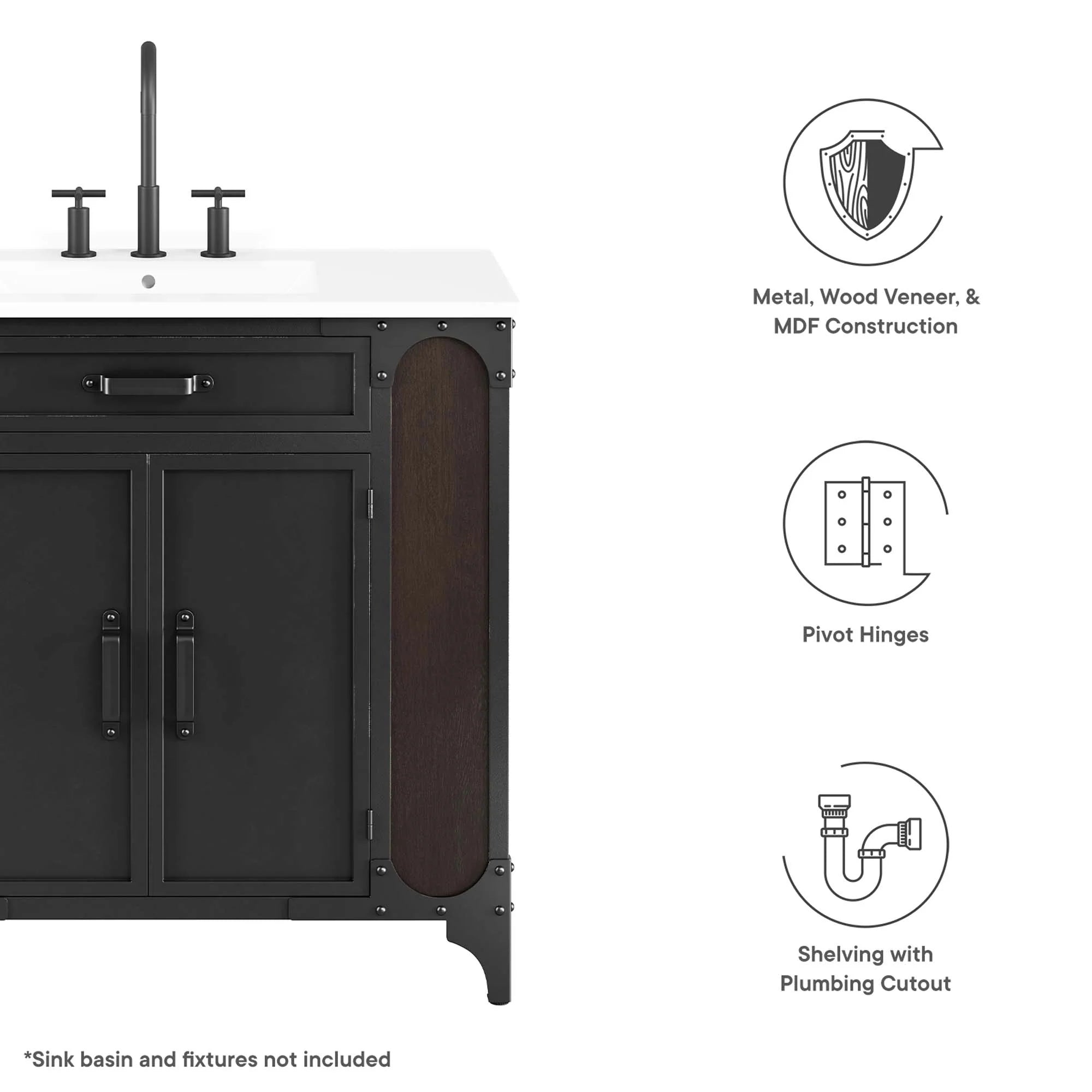 Steamforge Bathroom Vanity Cabinet Basin Not Included