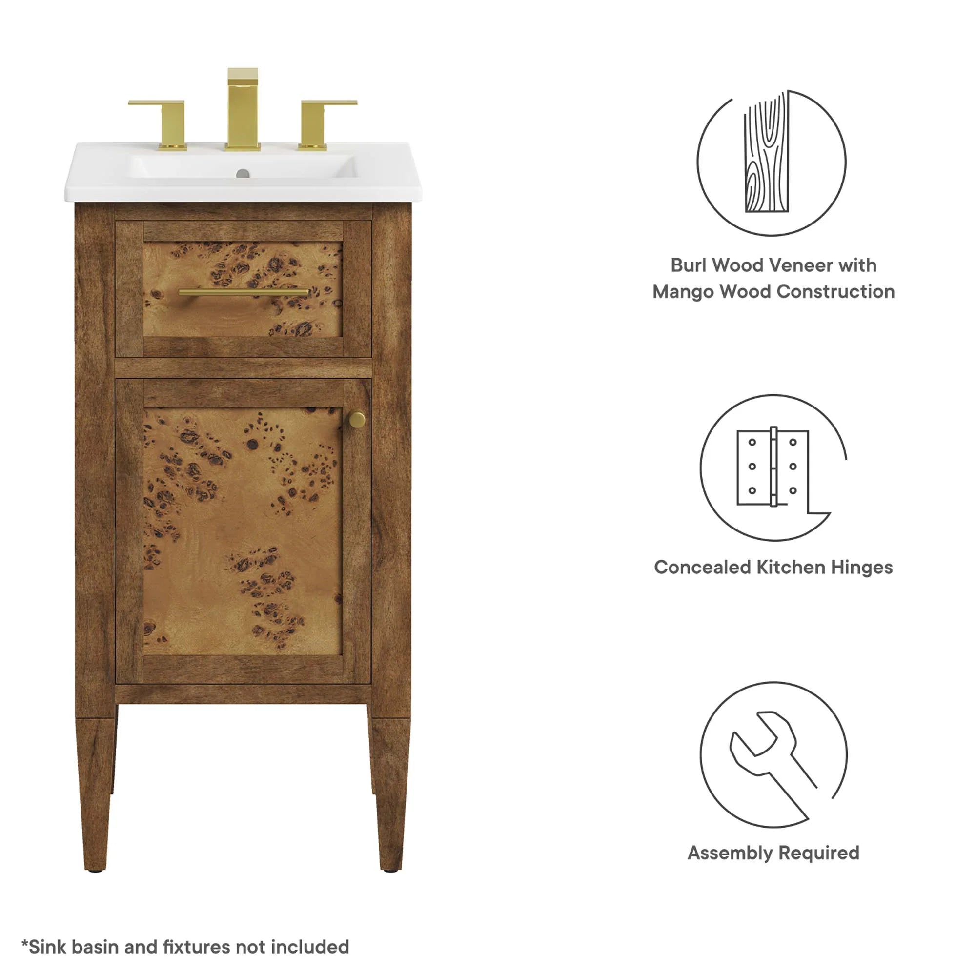 Elysian Wood Bathroom Vanity Cabinet Basin Not Included