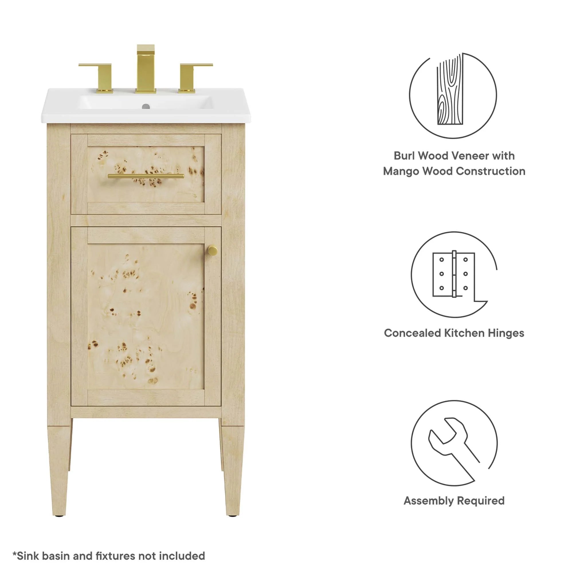 Elysian Wood Bathroom Vanity Cabinet Basin Not Included