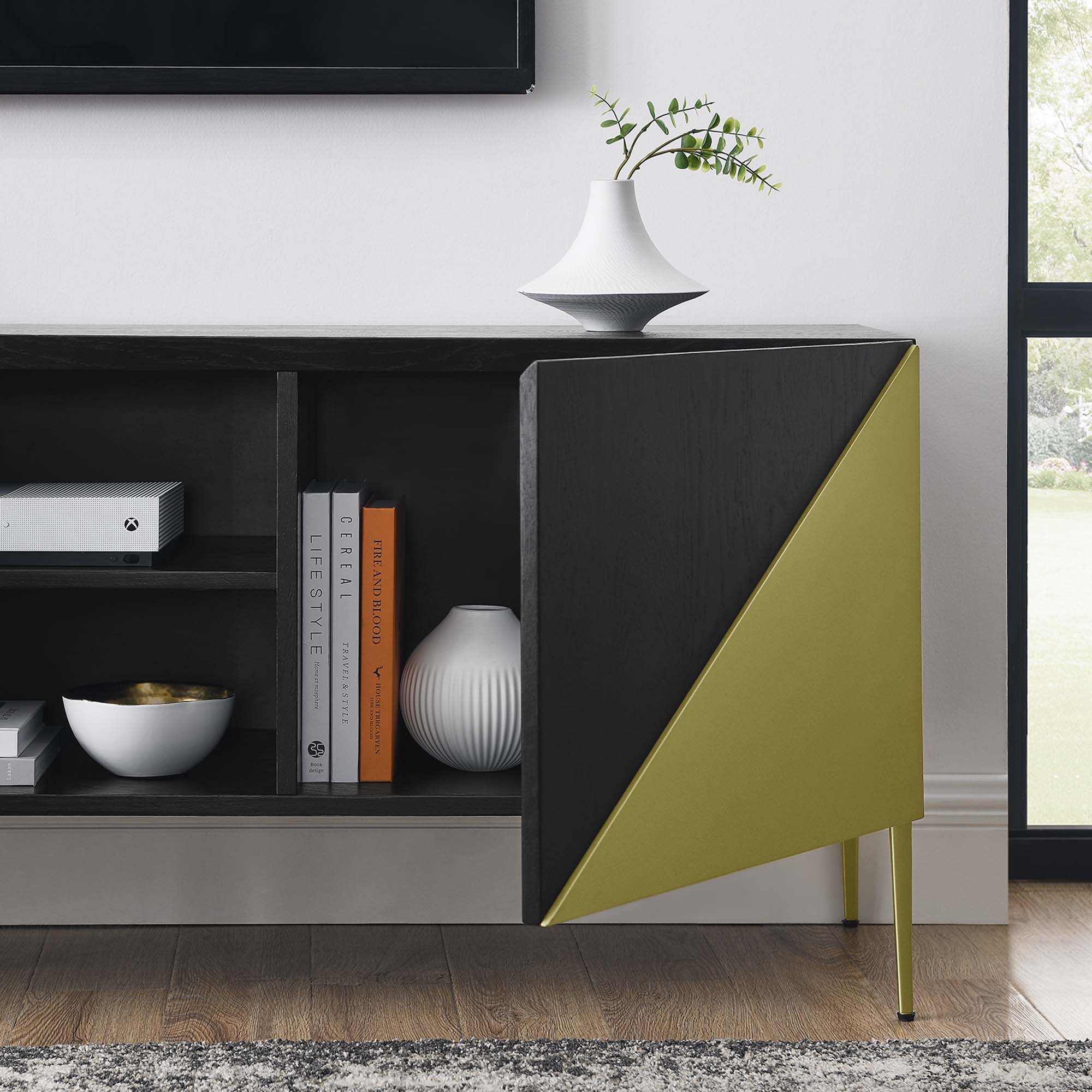 Alchemist 72" TV Stand in Black Gold