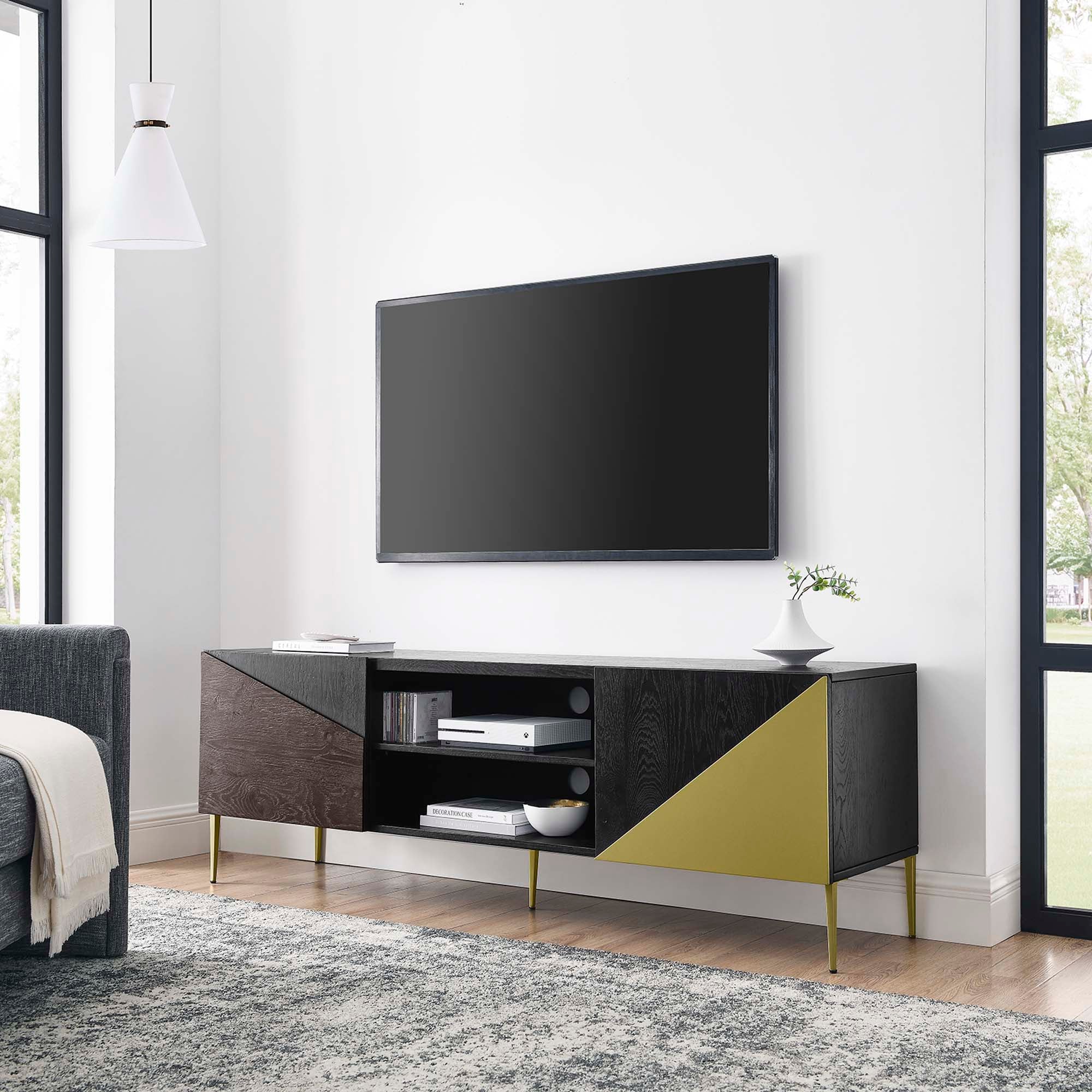 Alchemist 72" TV Stand in Black Gold