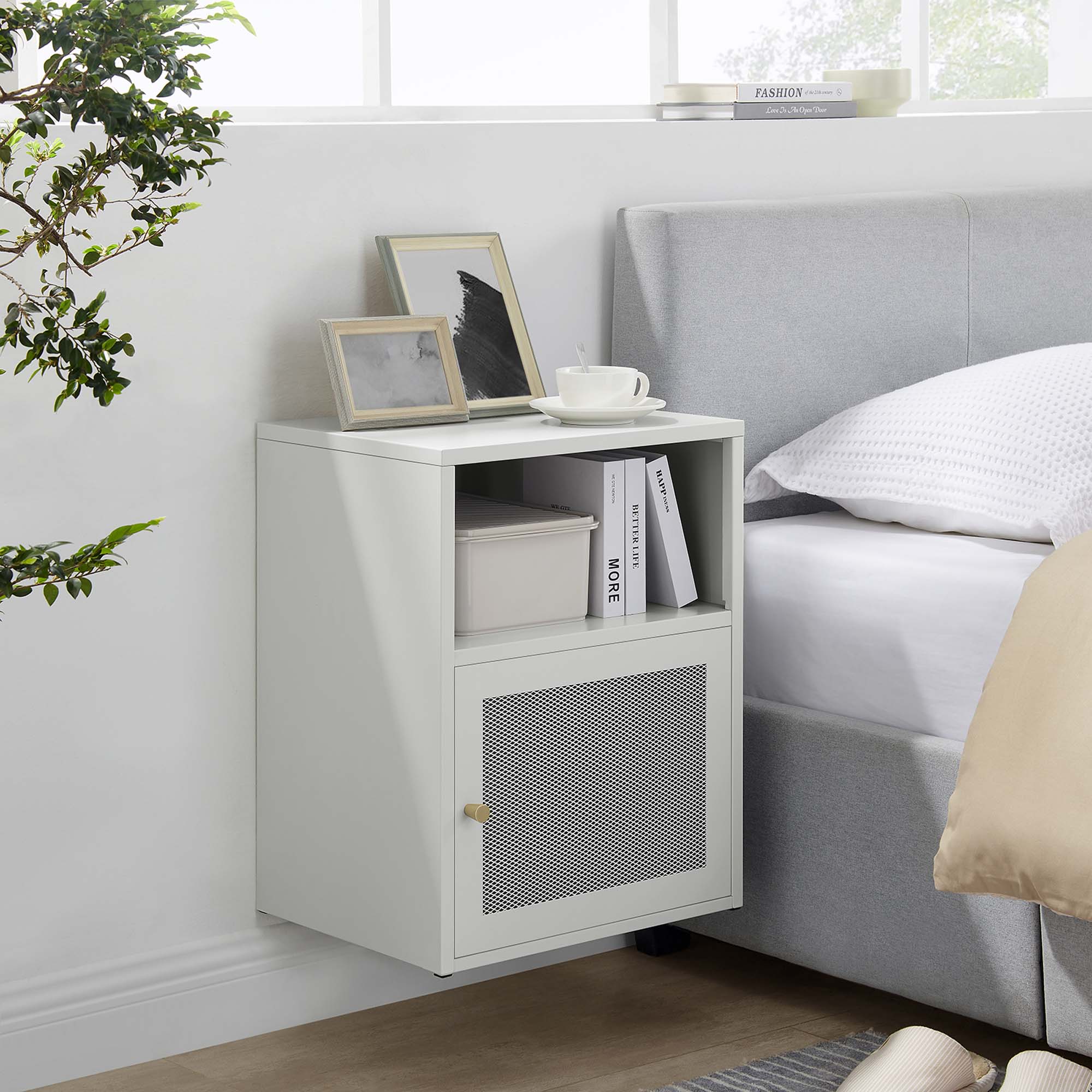 Covelo Wall Mount Nightstand in Light Gray