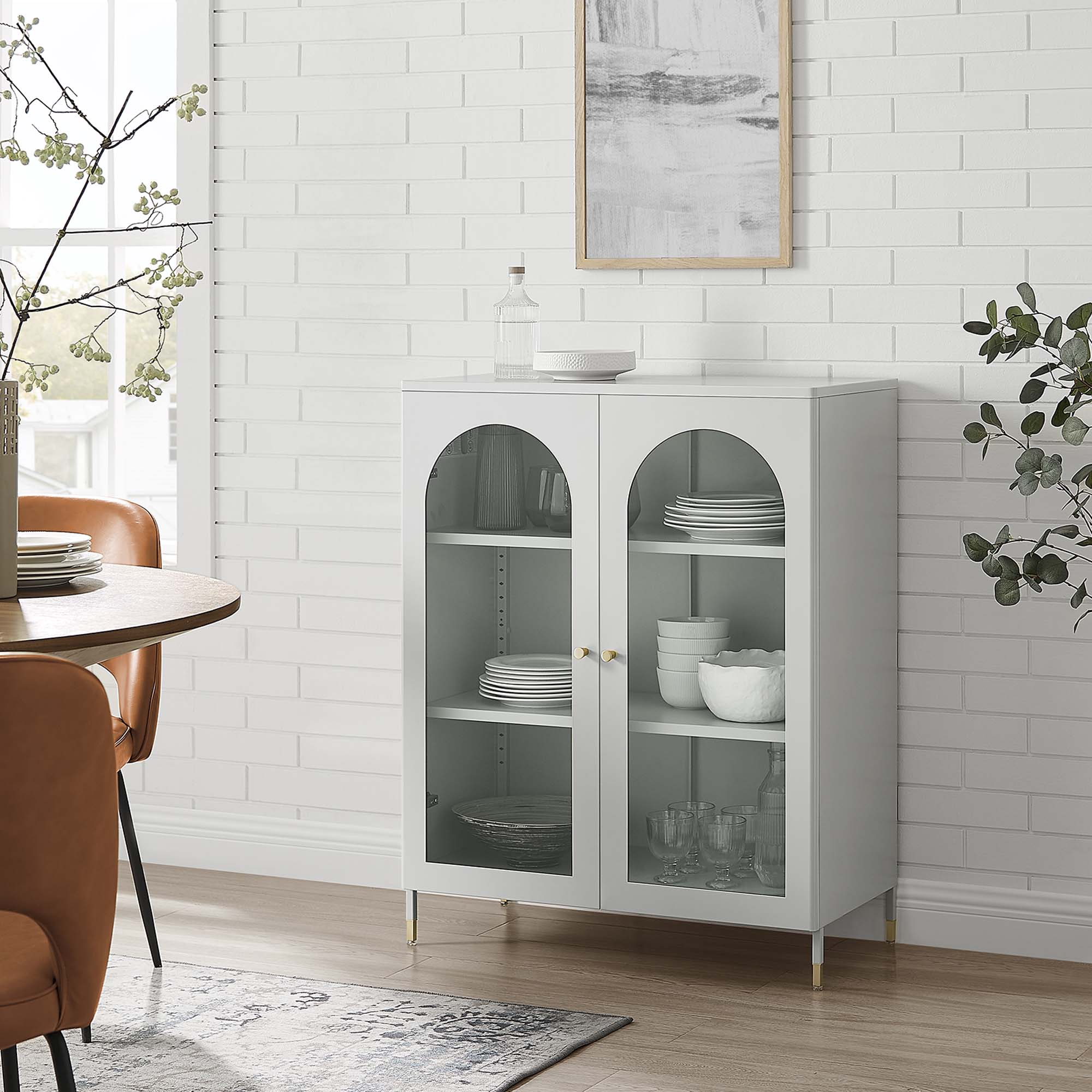 Archway Accent Cabinet in Light Gray