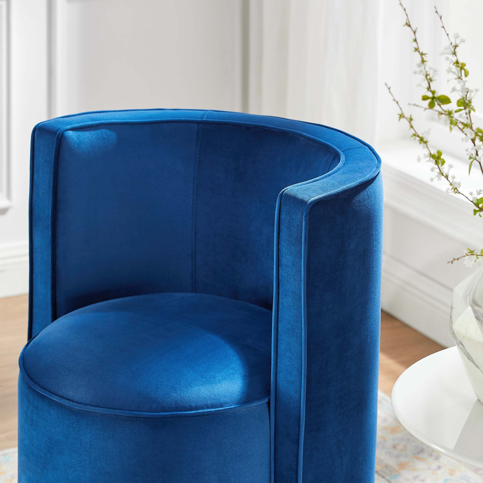 Della Performance Velvet Fabric Swivel Chair