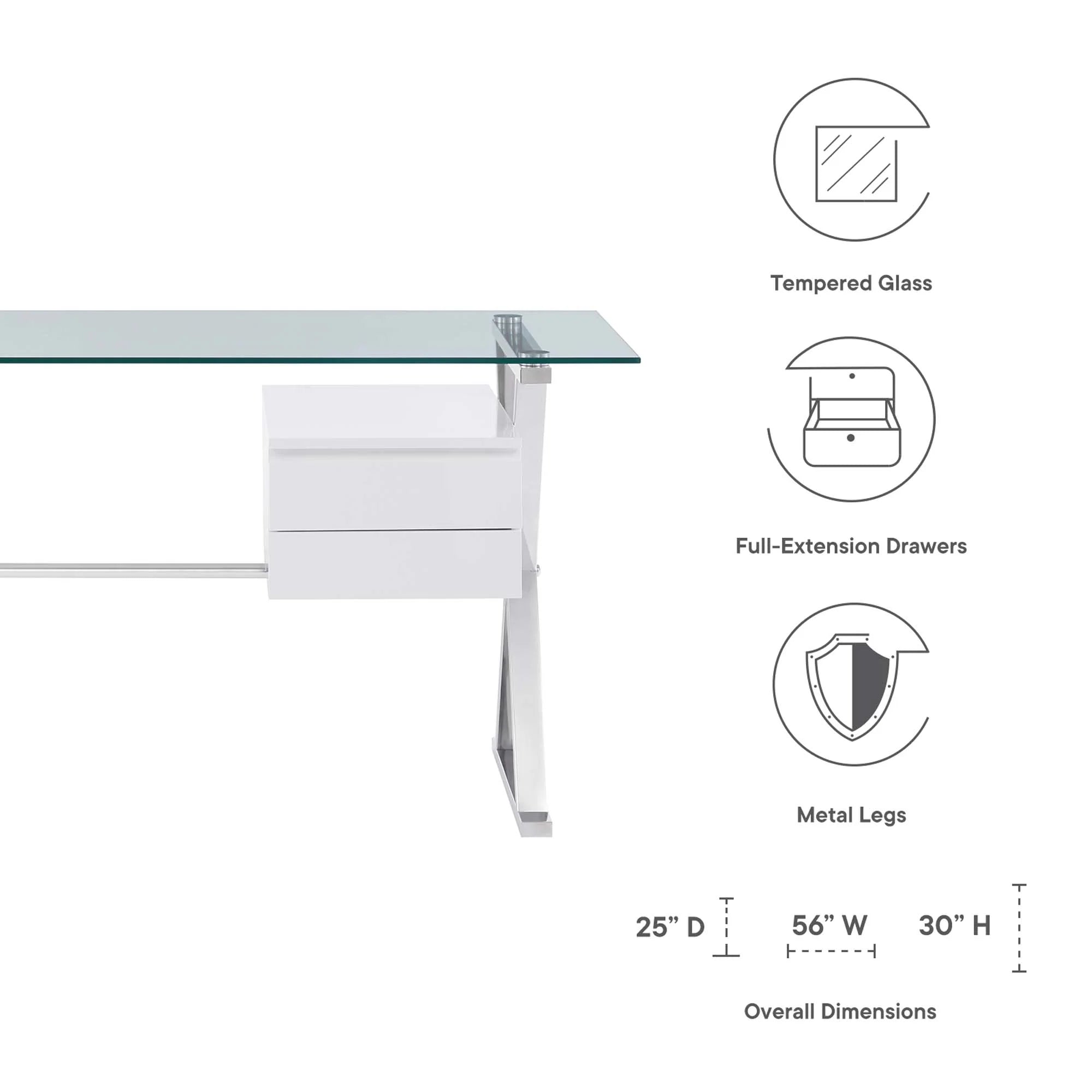 Sector Glass Top Glass Office Desk