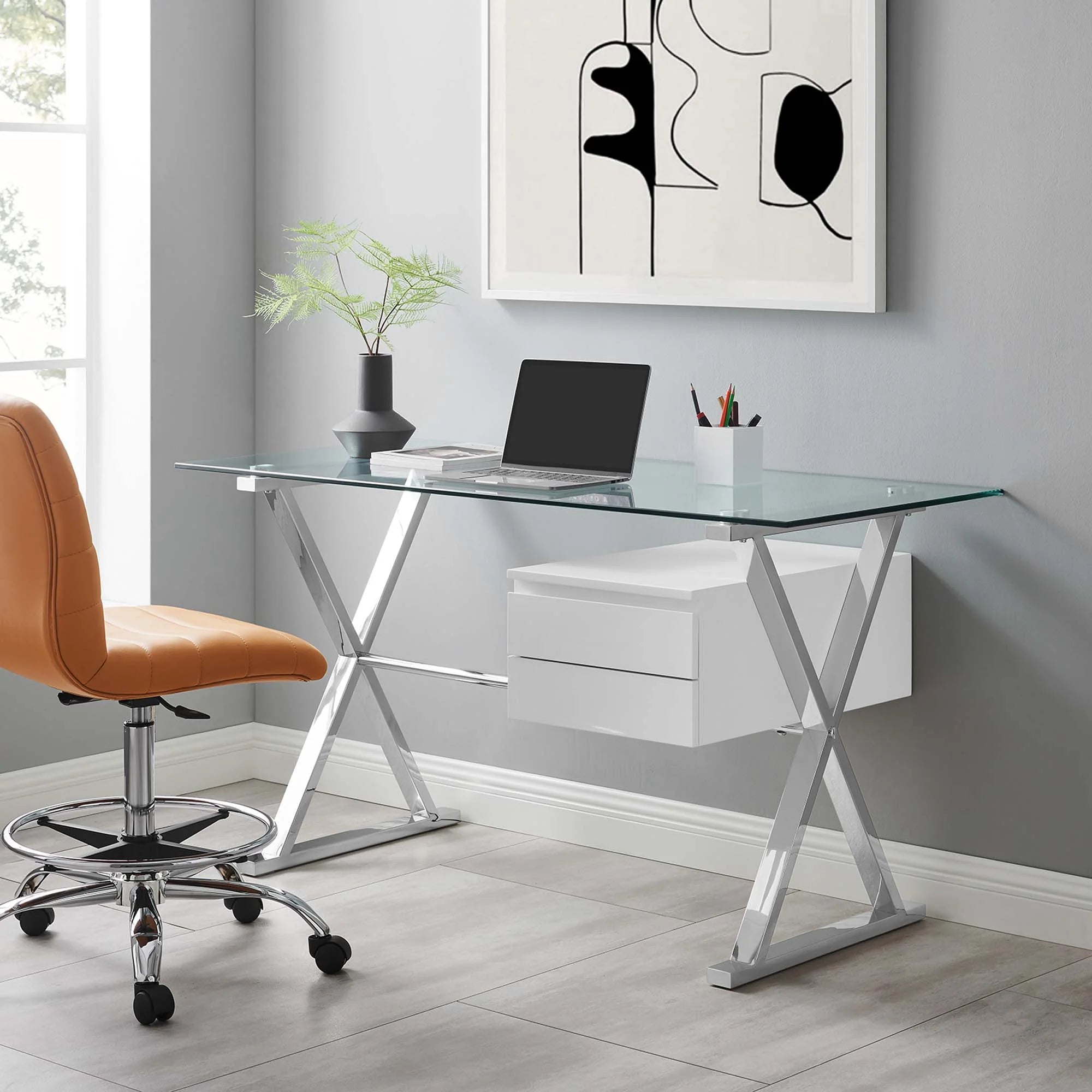 Sector Glass Top Glass Office Desk