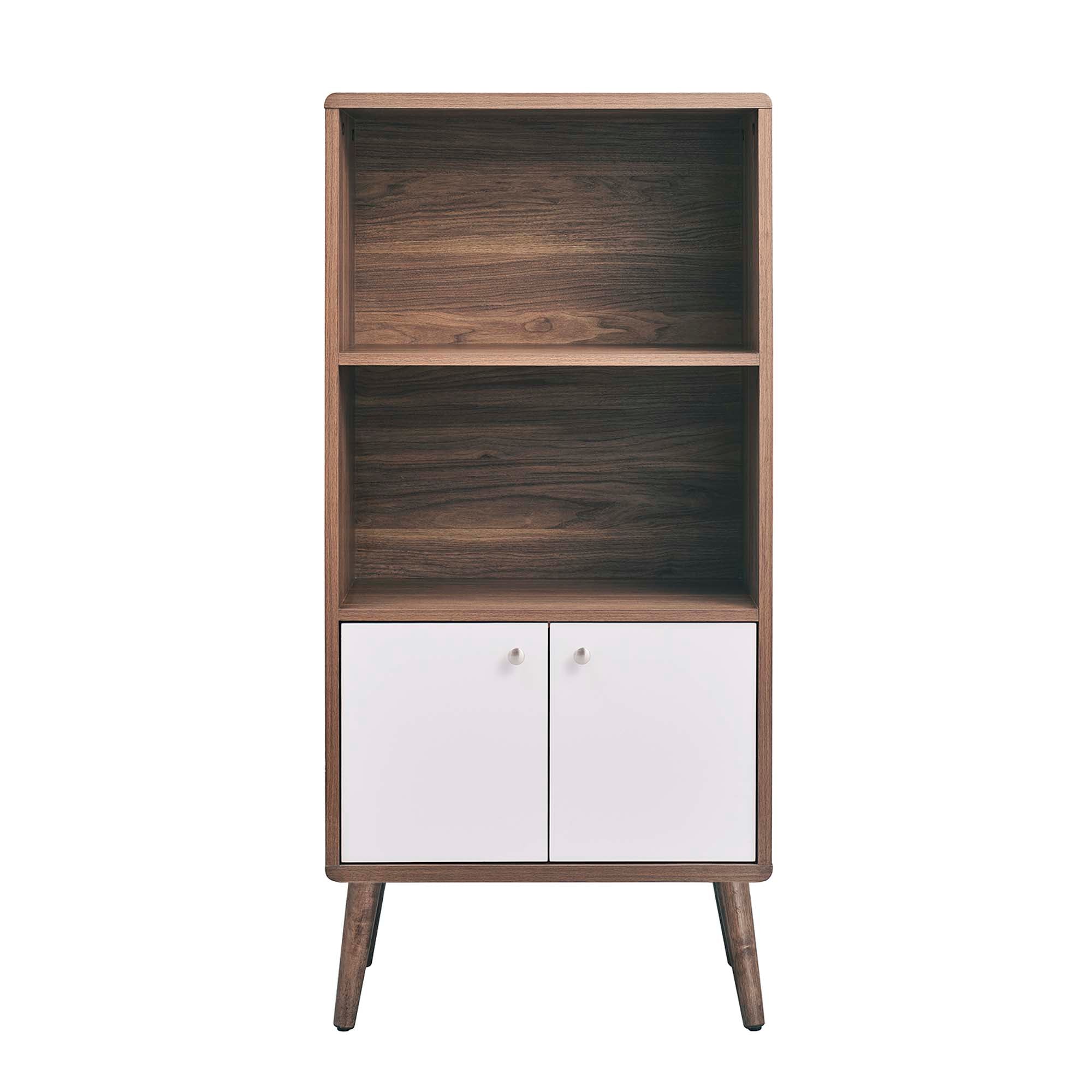 Transmit Display Cabinet Bookshelf in Walnut White