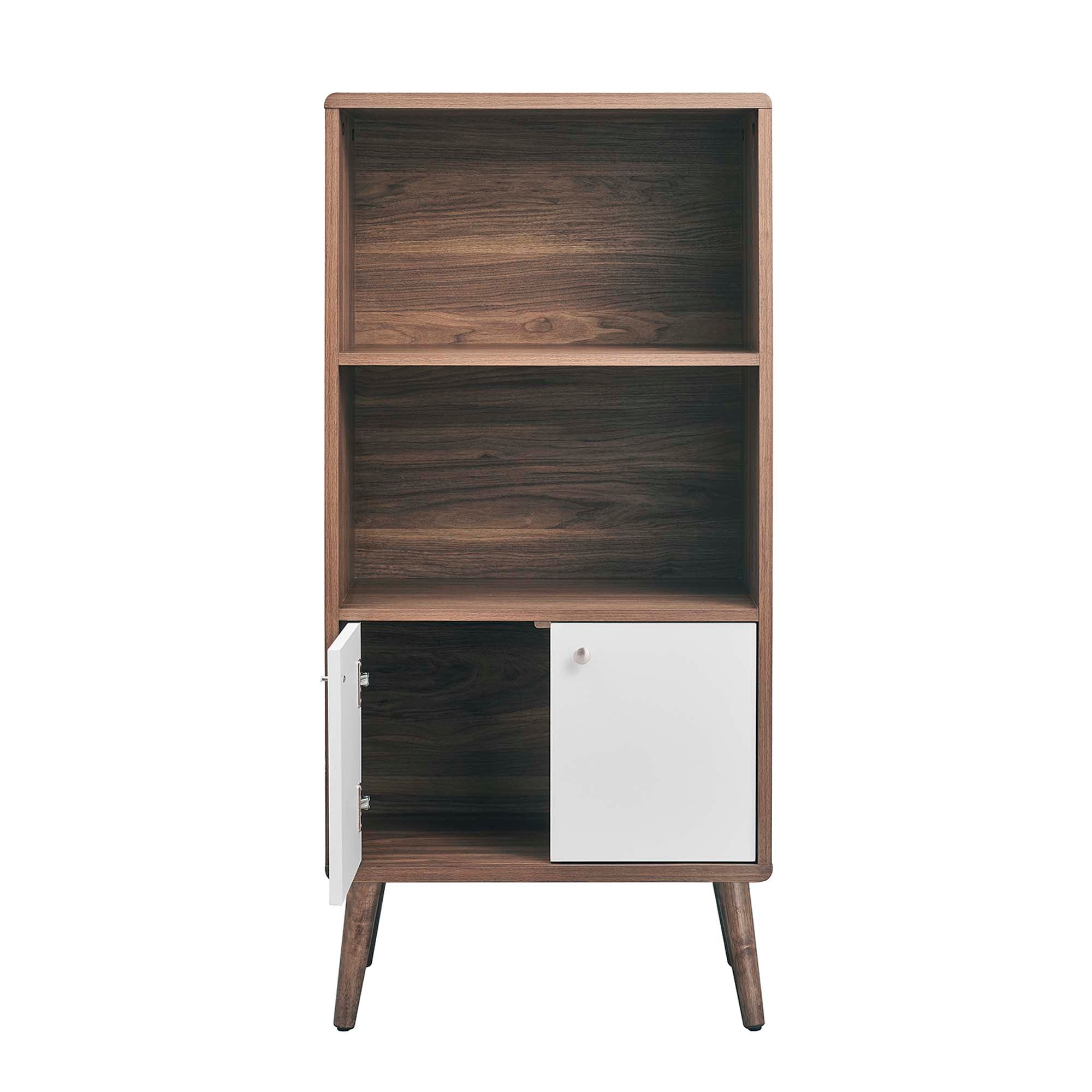 Transmit Display Cabinet Bookshelf in Walnut White