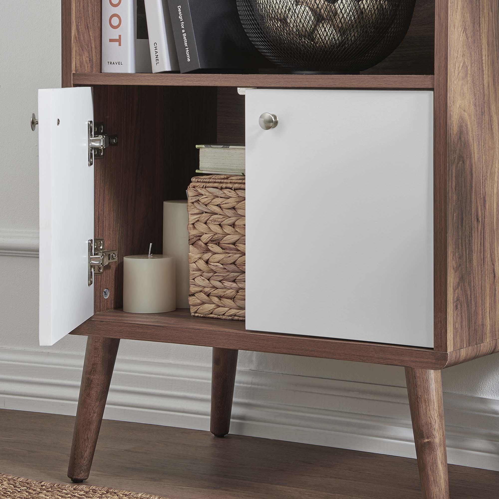 Transmit Display Cabinet Bookshelf in Walnut White