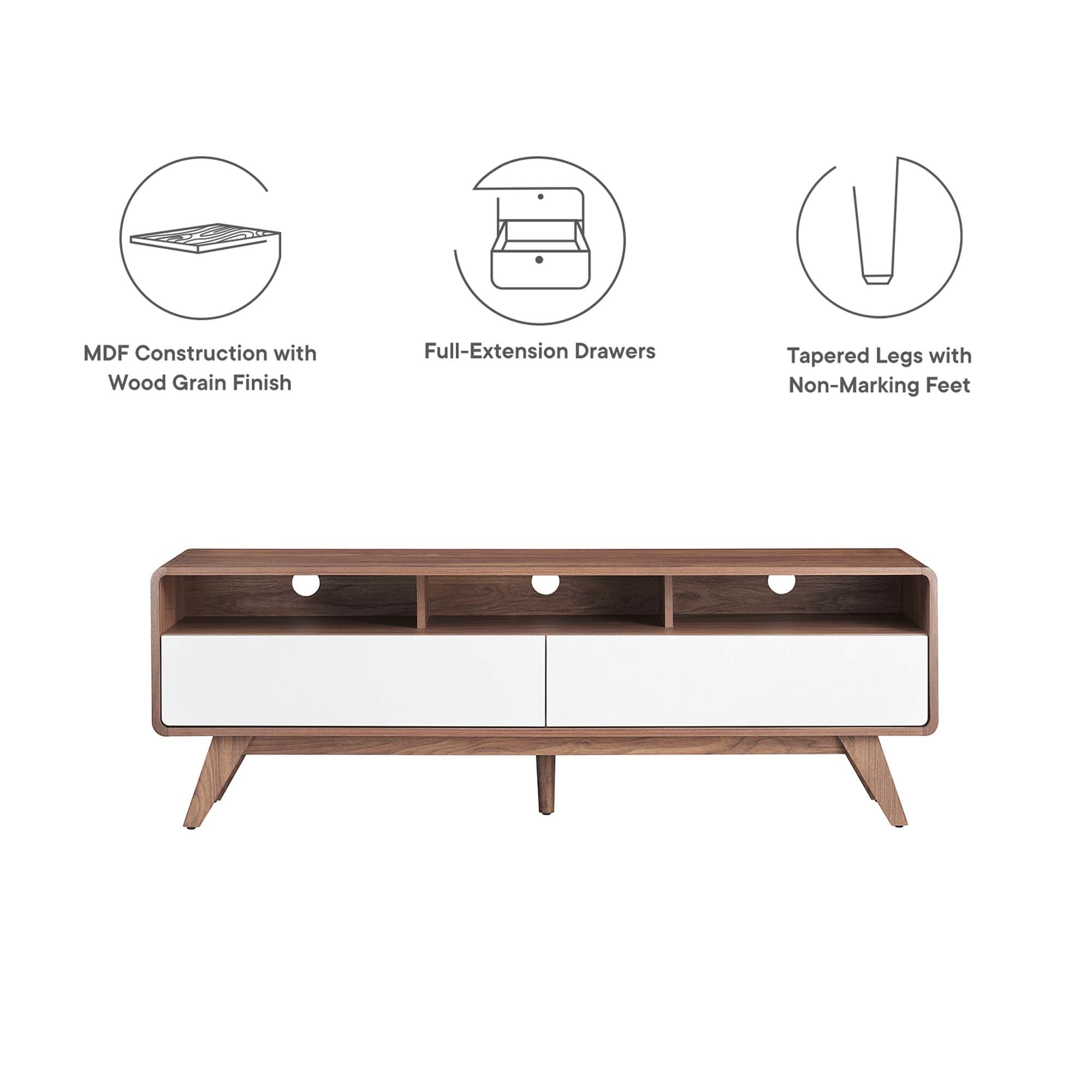 Transmit 60" TV Stand in Walnut White