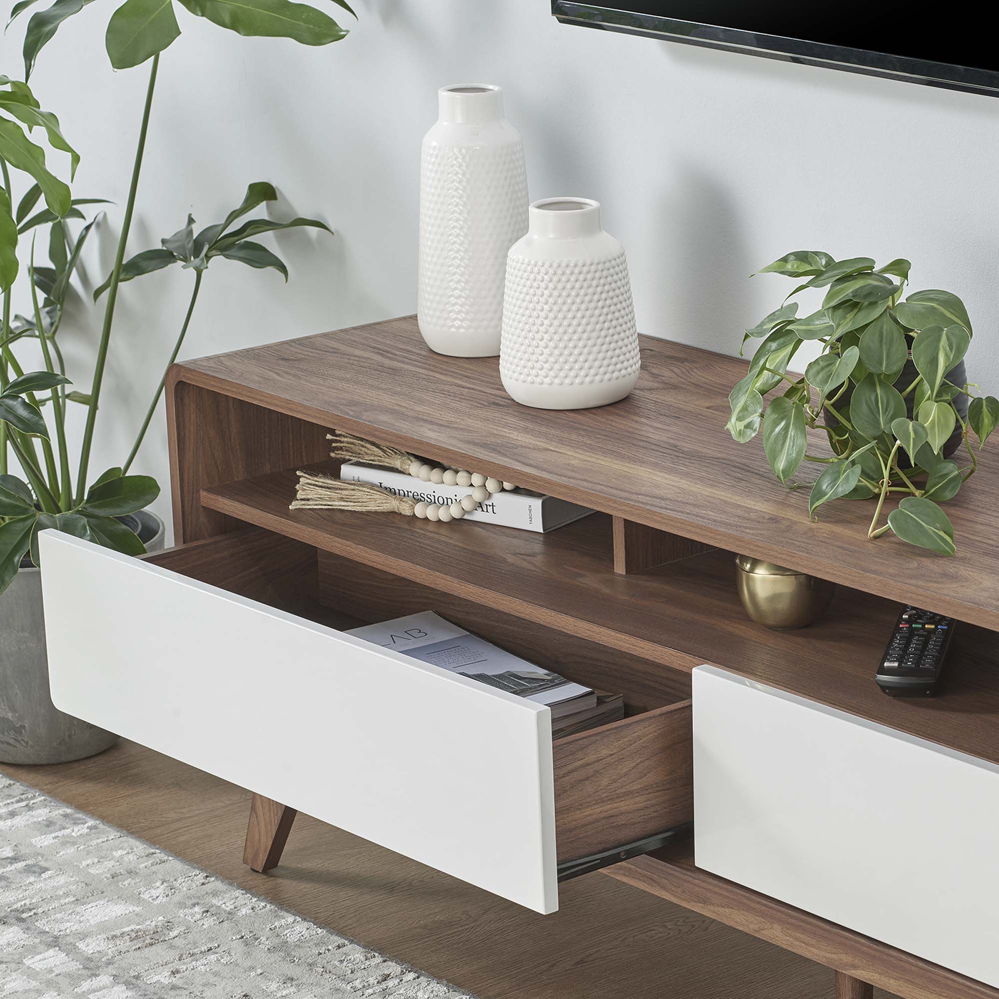 Transmit 60" TV Stand in Walnut White