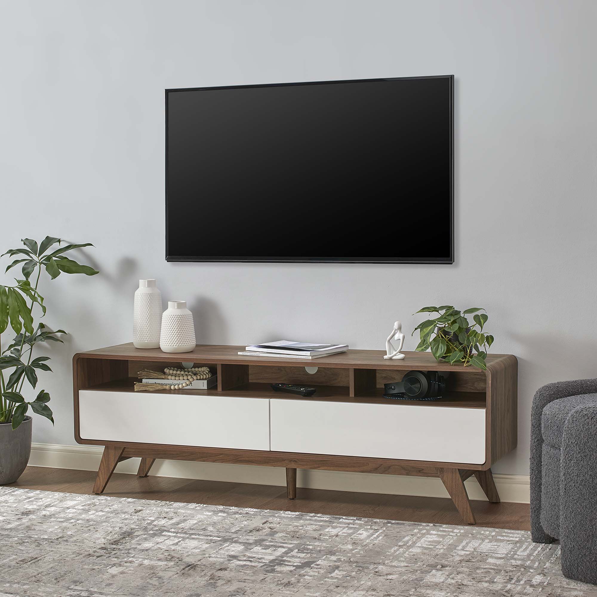 Transmit 60" TV Stand in Walnut White